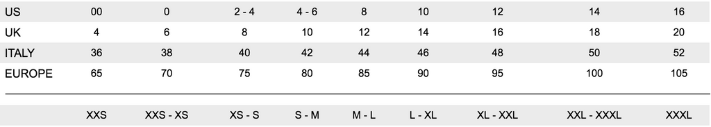 Size Chart – Designer Revival