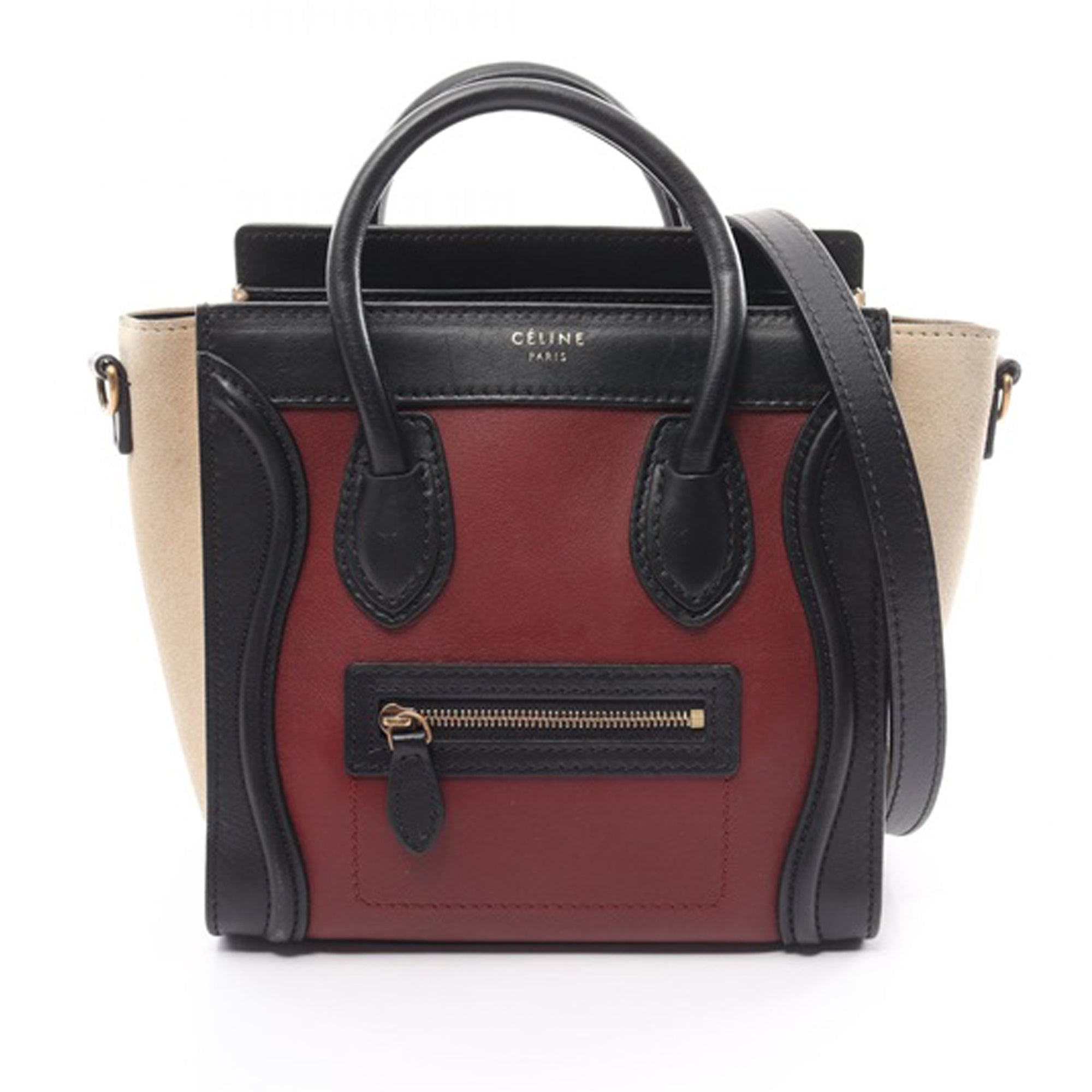 image of Red Celine Nano Tricolor Luggage Tote Satchel