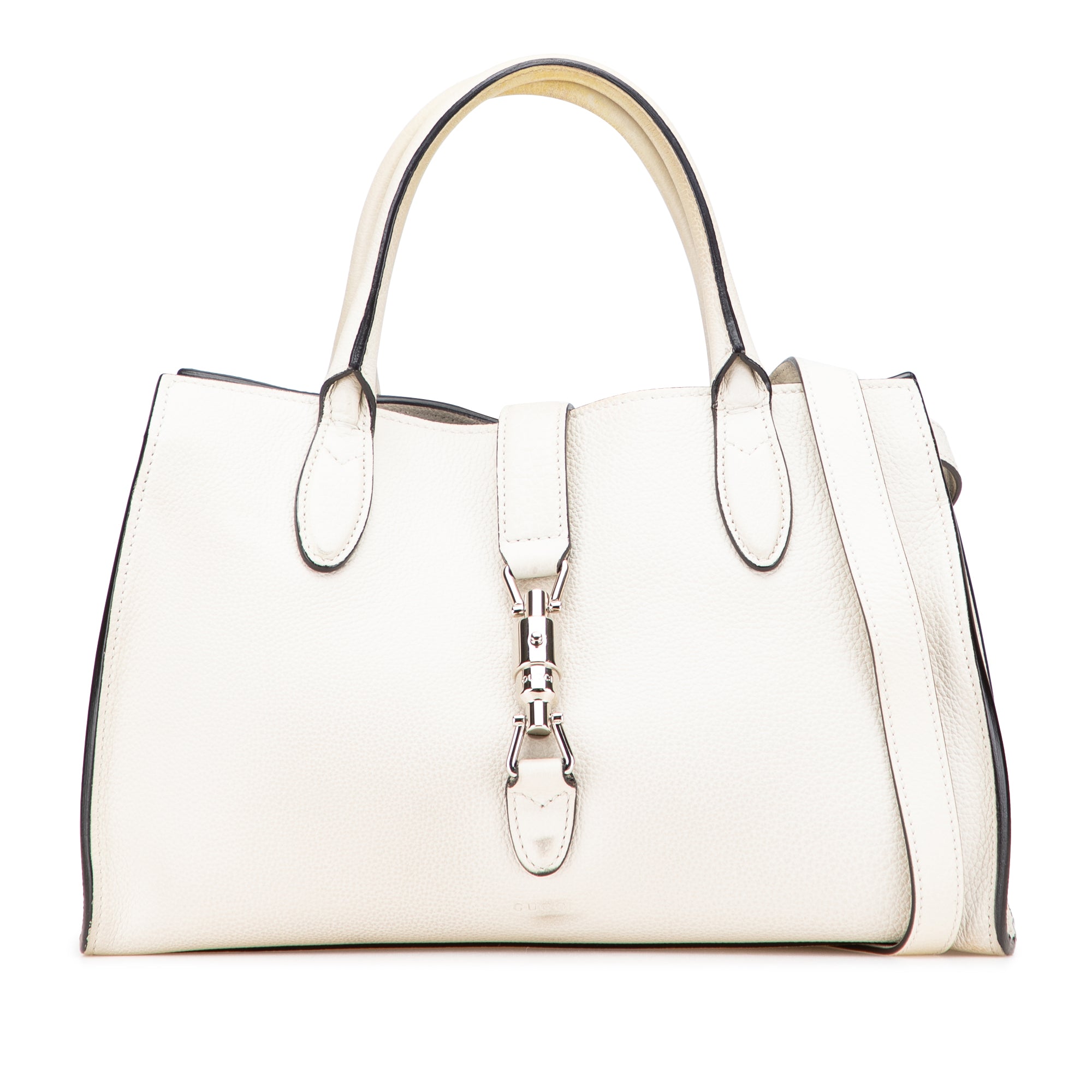 image of White Gucci Small Grained Calfskin Soft Jackie Tote Satchel