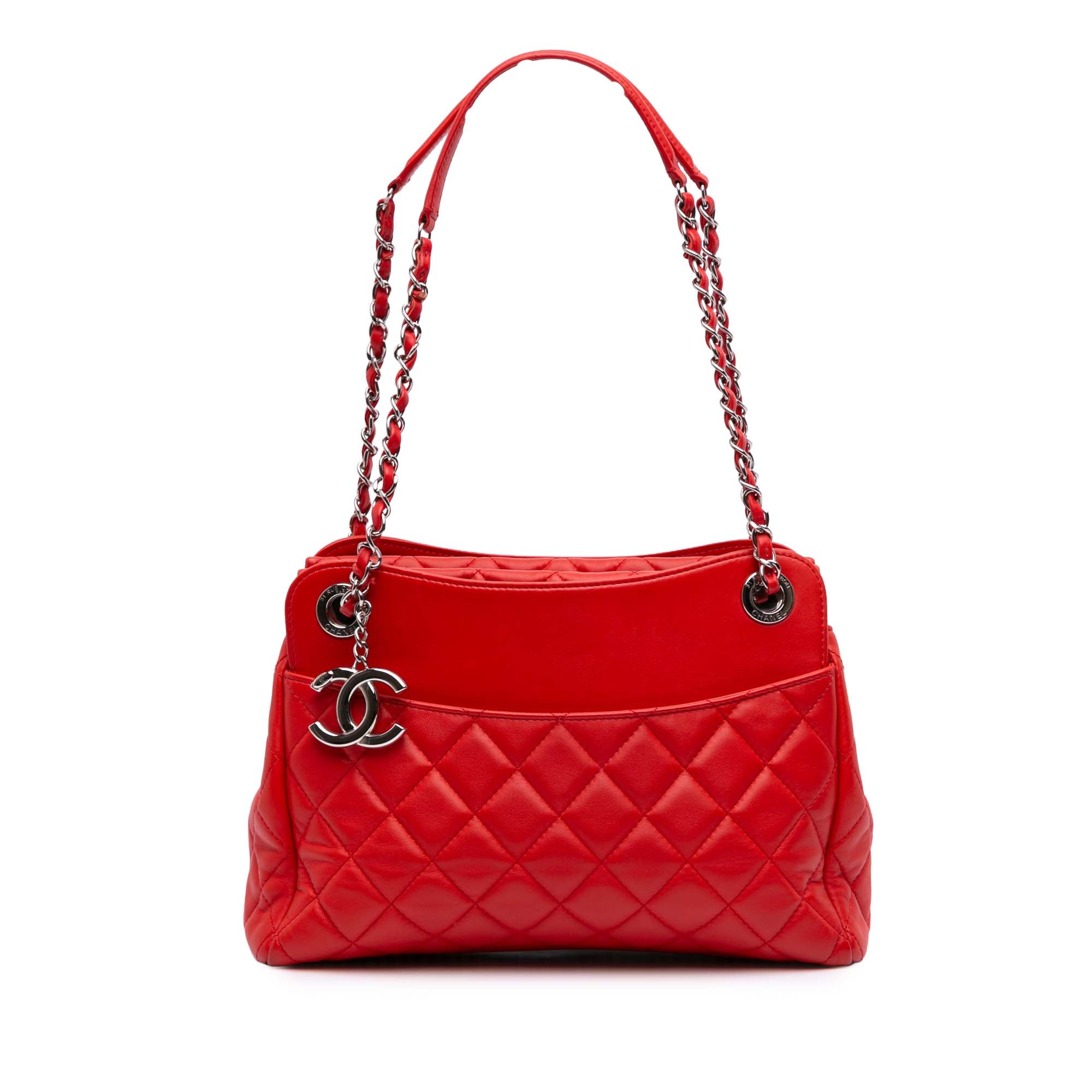 image of Red Chanel Quilted Lambskin 7 Tote