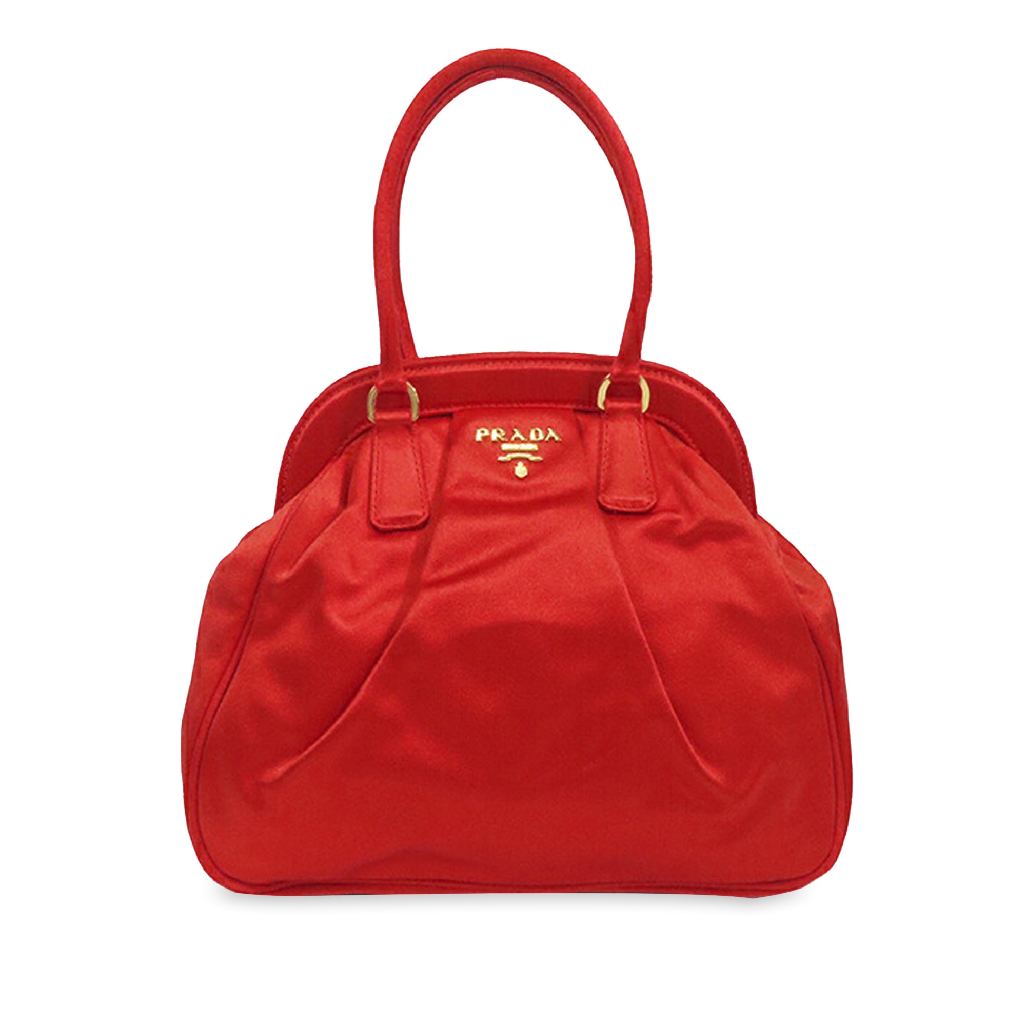 image of Red Prada Satin Frame Handbag