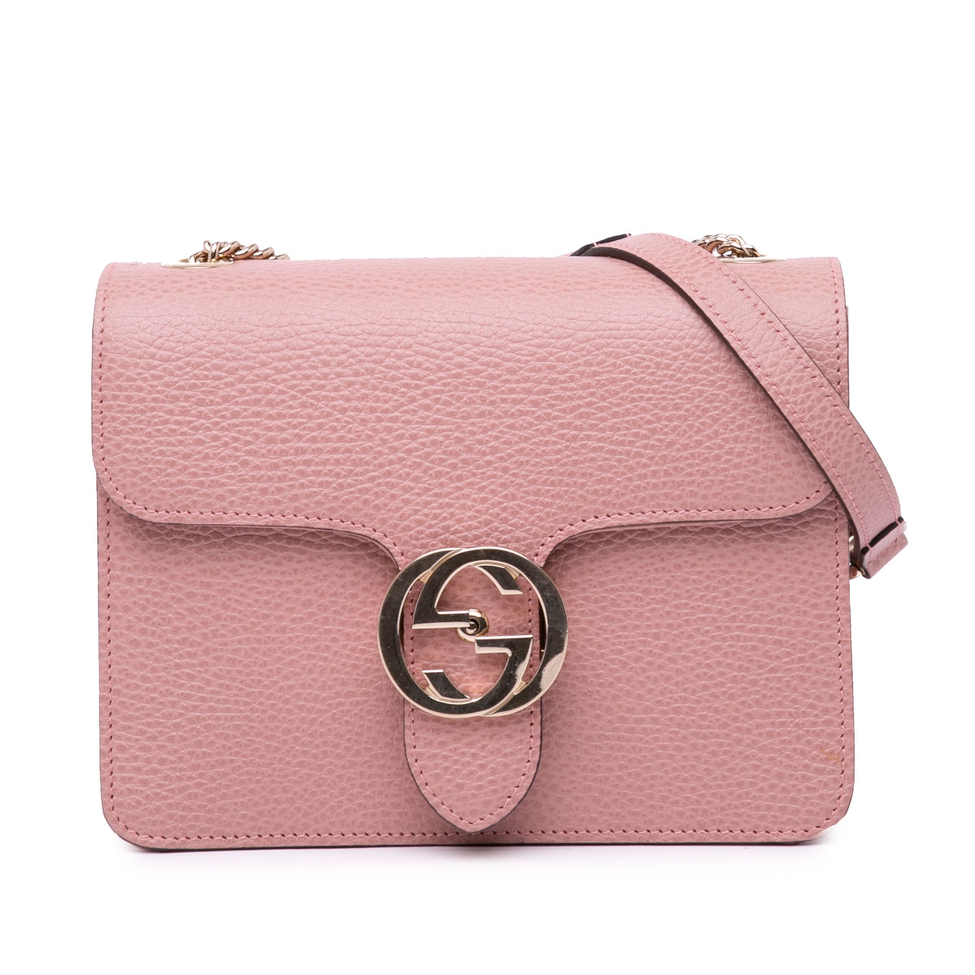 image of Pink Gucci Small Dollar Calfskin Interlocking G Crossbody