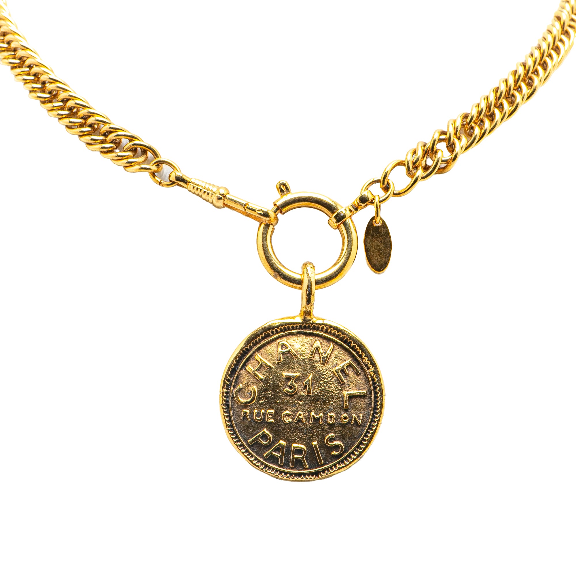 image of Gold Chanel Gold Plated 31 Rue Cambon Pendant Necklace