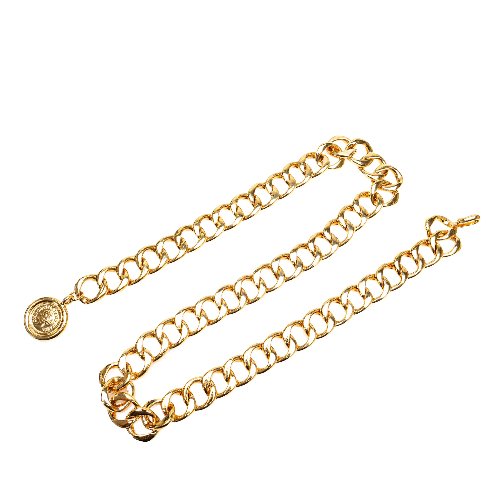 image of Gold Chanel Gold Plated Medallion Chain Belt