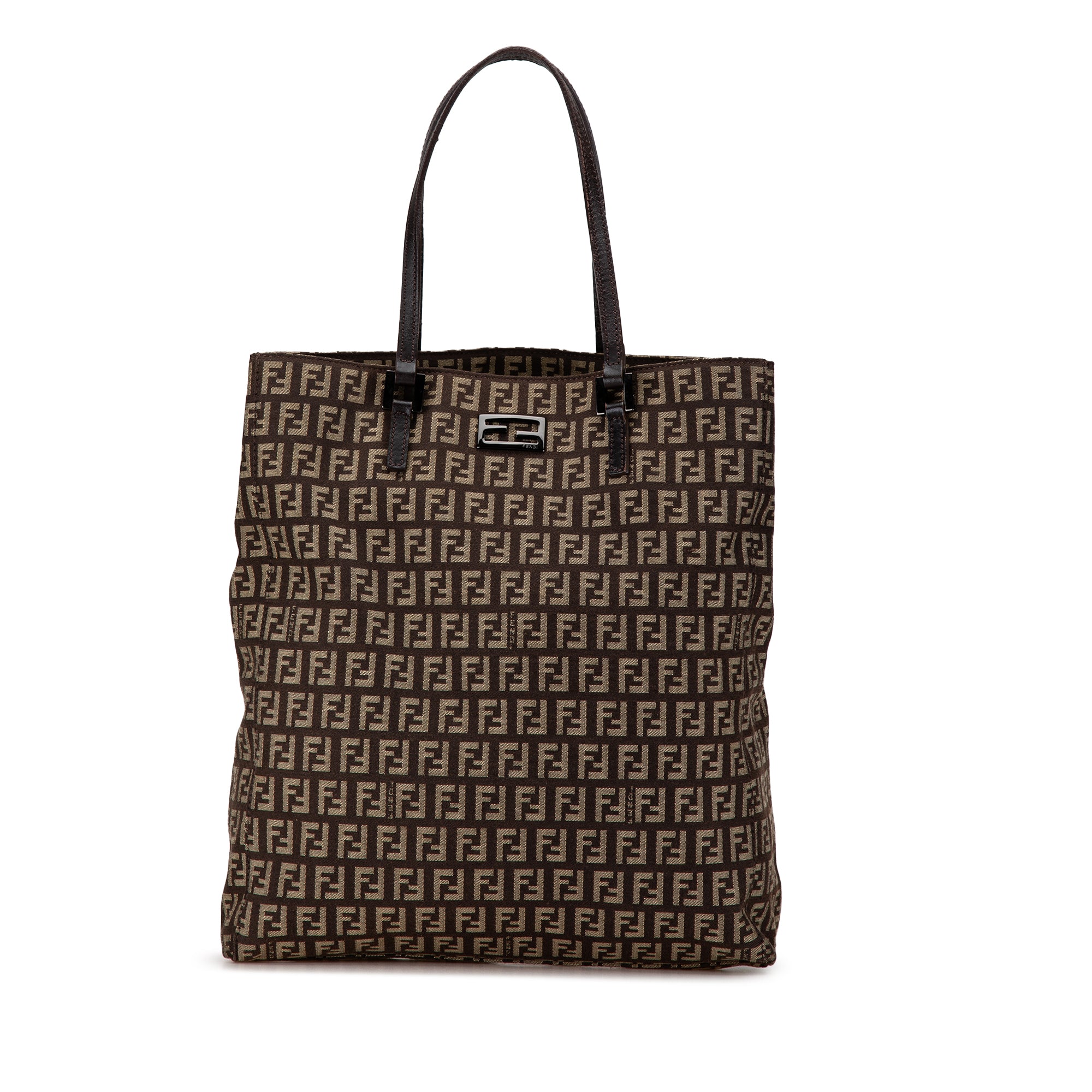 Image of Brown Fendi Zucchino Canvas Tote