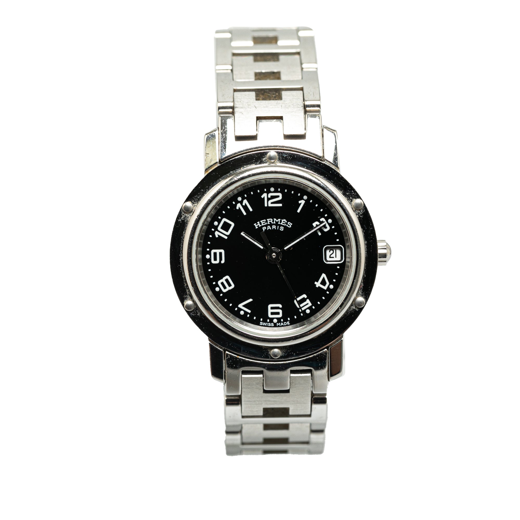 image of Silver Hermès Quartz Stainless Steel Clipper Watch