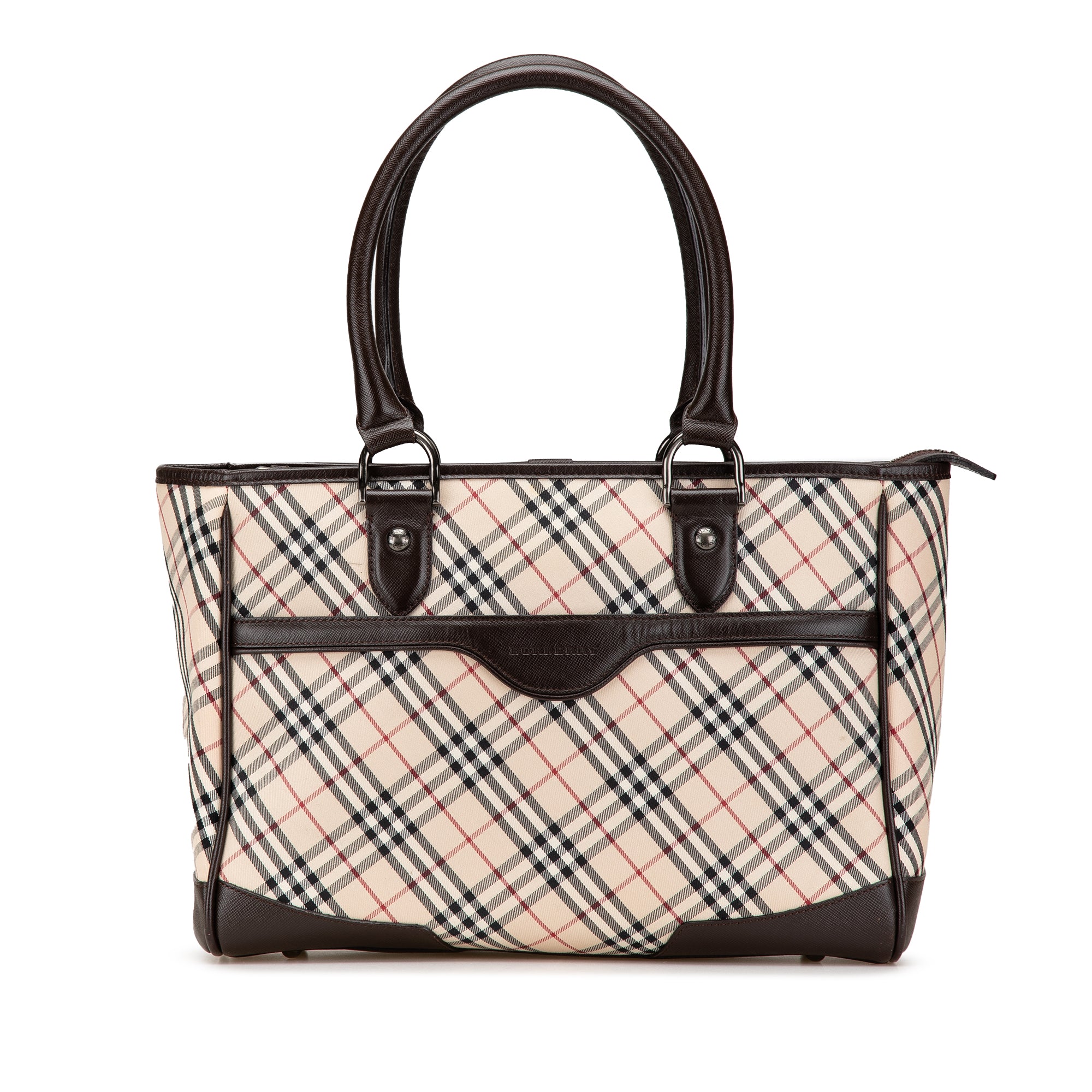 image of Brown Burberry Nova Check Canvas Tote