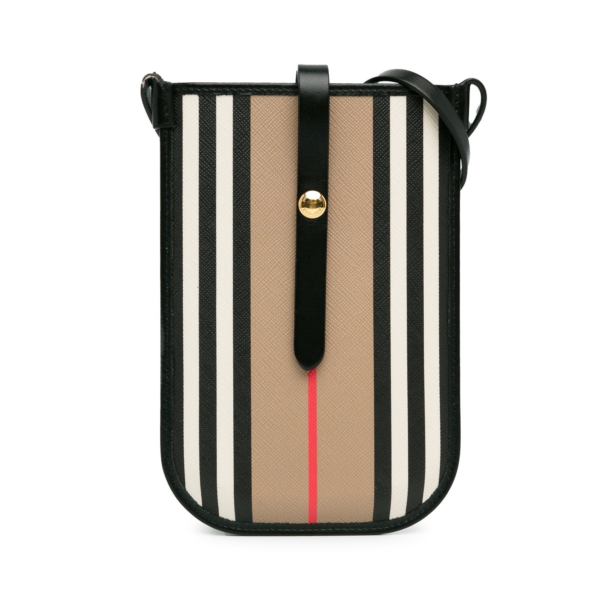 Image of Tan Burberry Icon Stripe Anne Phone Holder Crossbody