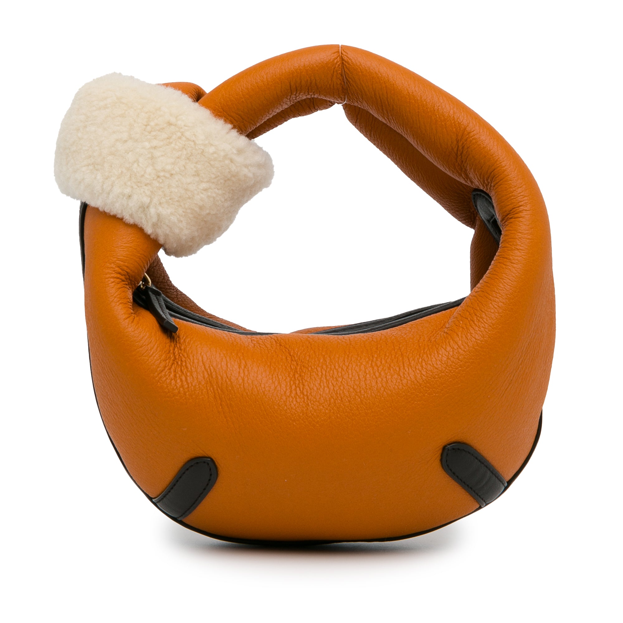 image of Orange Bottega Veneta Mini Calfskin and Shearling Jodie