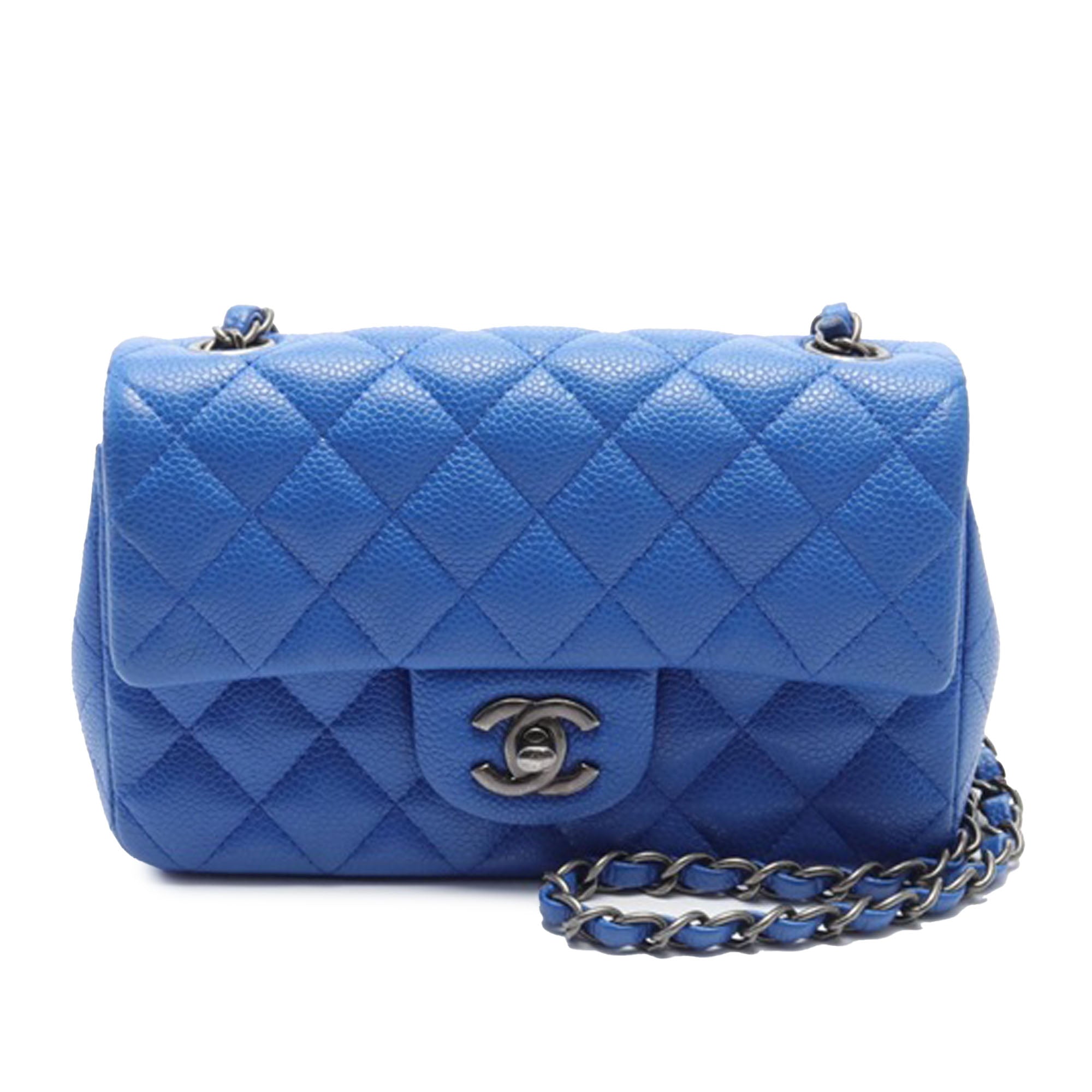 Image of Blue Chanel Mini Rectangular Classic Caviar Single Flap Crossbody Bag