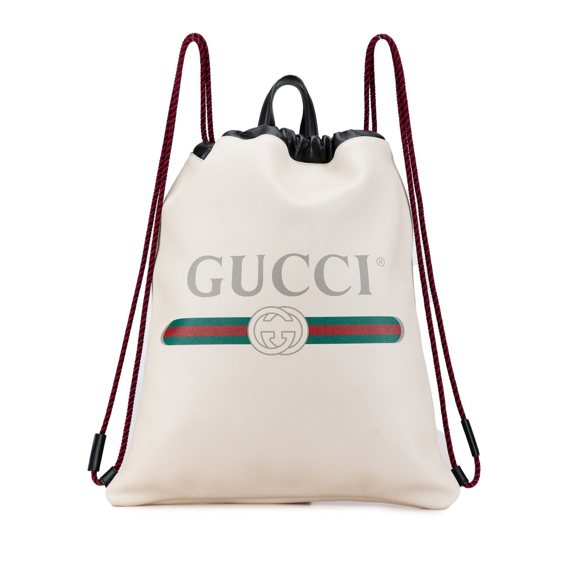 image of White Gucci Gucci Logo Leather Backpack