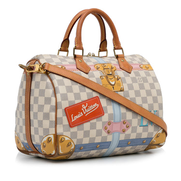 White Louis Vuitton Damier Azur Speedy Bandouliere 30 Boston Bag – Designer  Revival