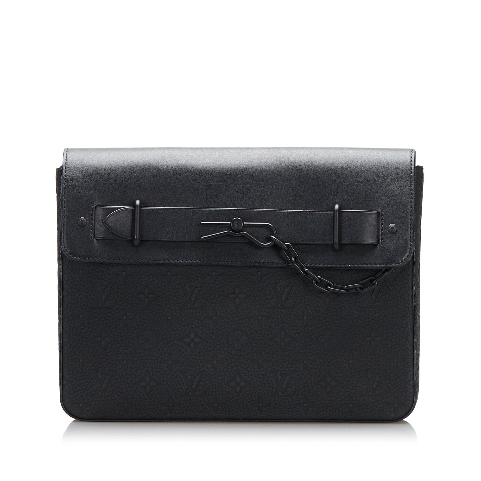 Image of Black Louis Vuitton Monogram Taurillon Pochette Steamer Clutch Bag