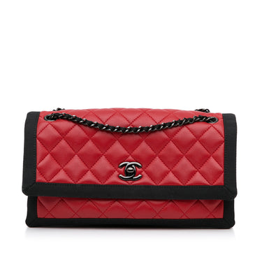 CHANEL Calfskin Grosgrain Stitched Button Up Camera Case Black