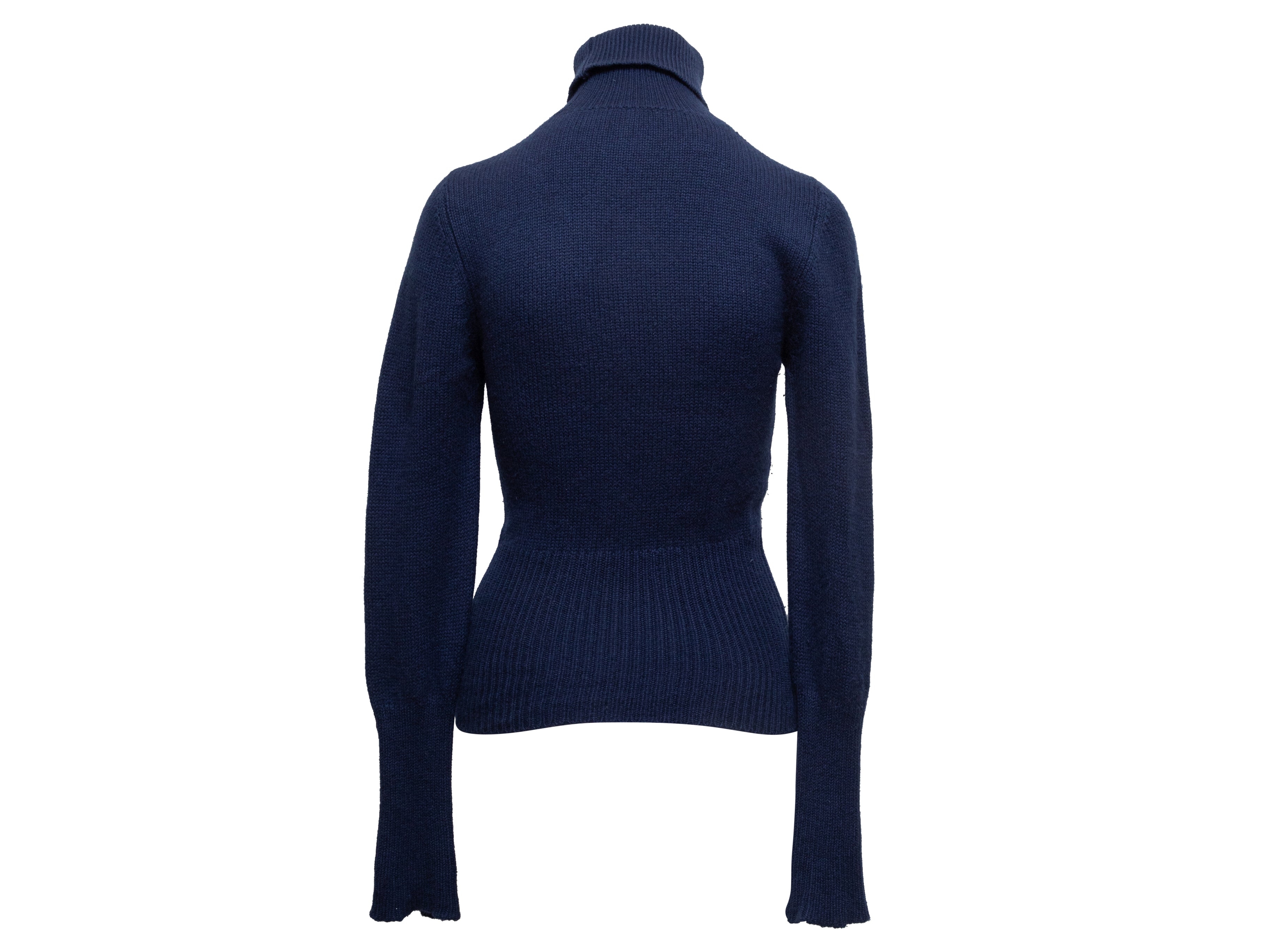 Navy Cashmere Turtleneck Sweater