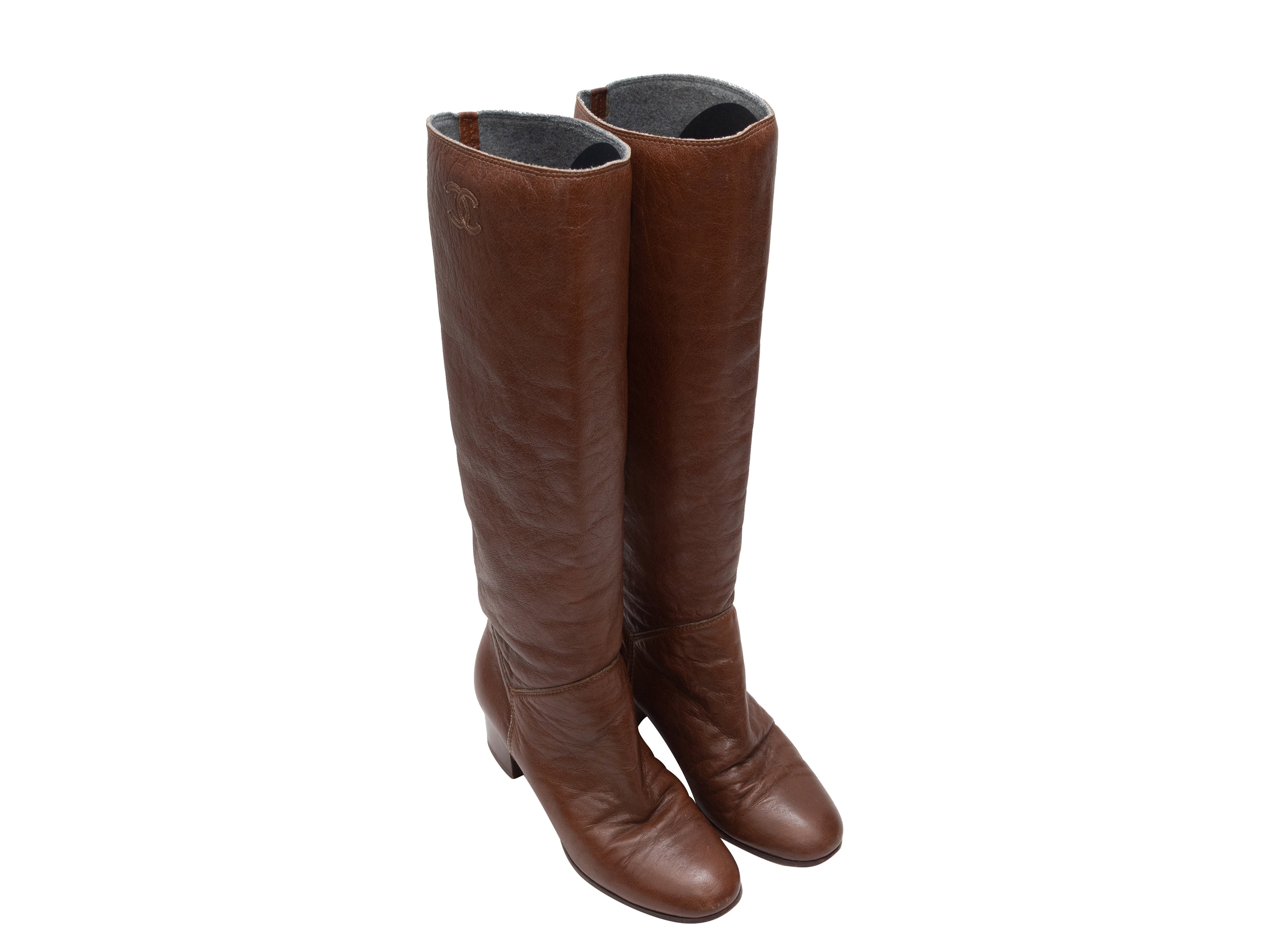 Brown 2010 Knee- Leather Boots