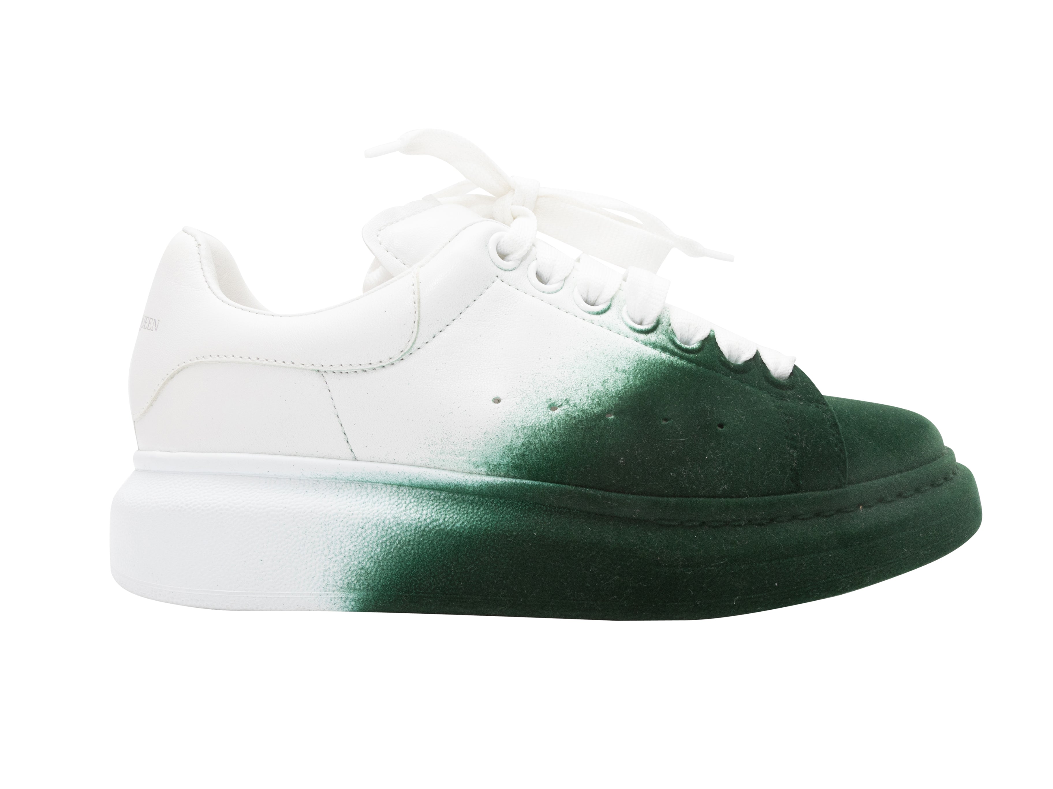 White & Dark Green Alexander McQueen Ombre Flocked Sneakers – Designer  Revival