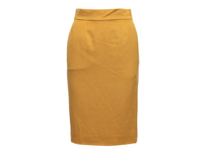 LOUIS VUITTON Velvet Mustard Yellow Pencil Skirt
