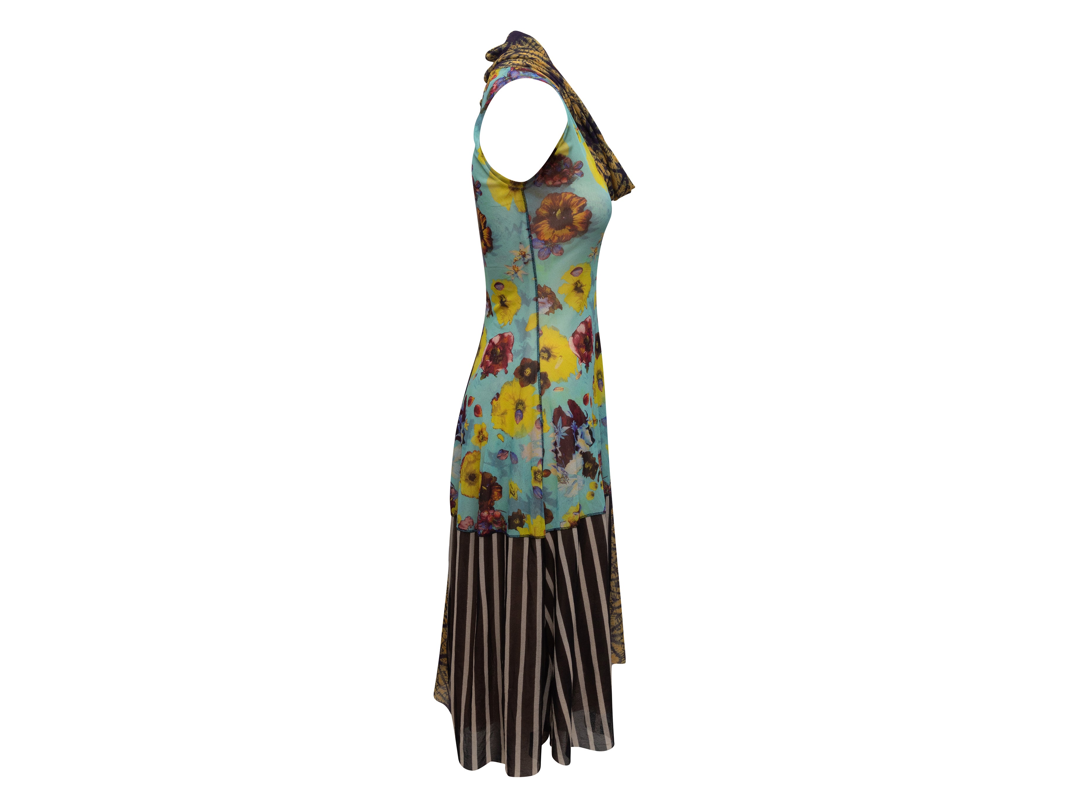 Multicolor Cowl Neck Patchwork Dress