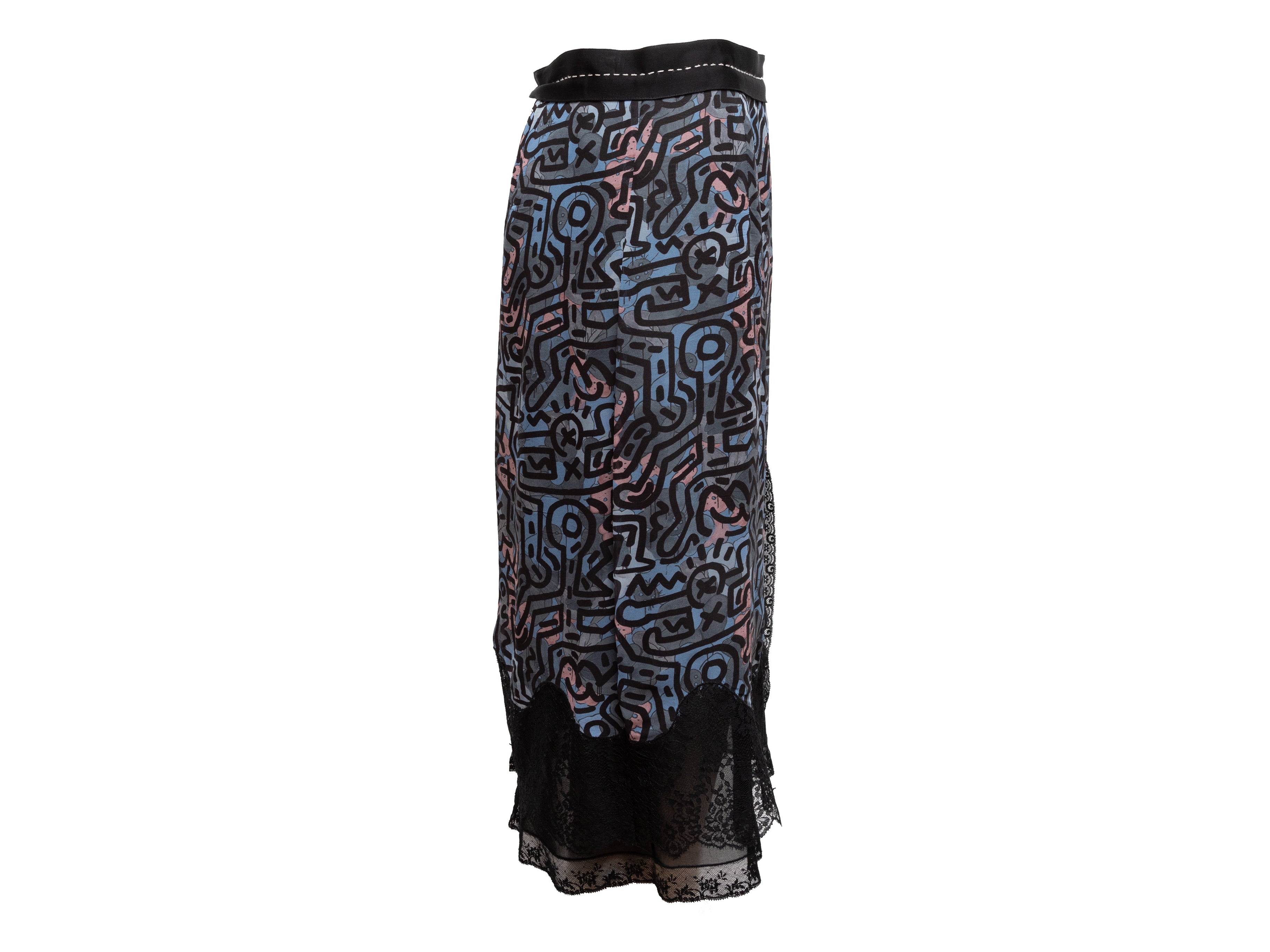 Black & Multicolor X Keith Haring Printed Lace-Trimmed Skirt
