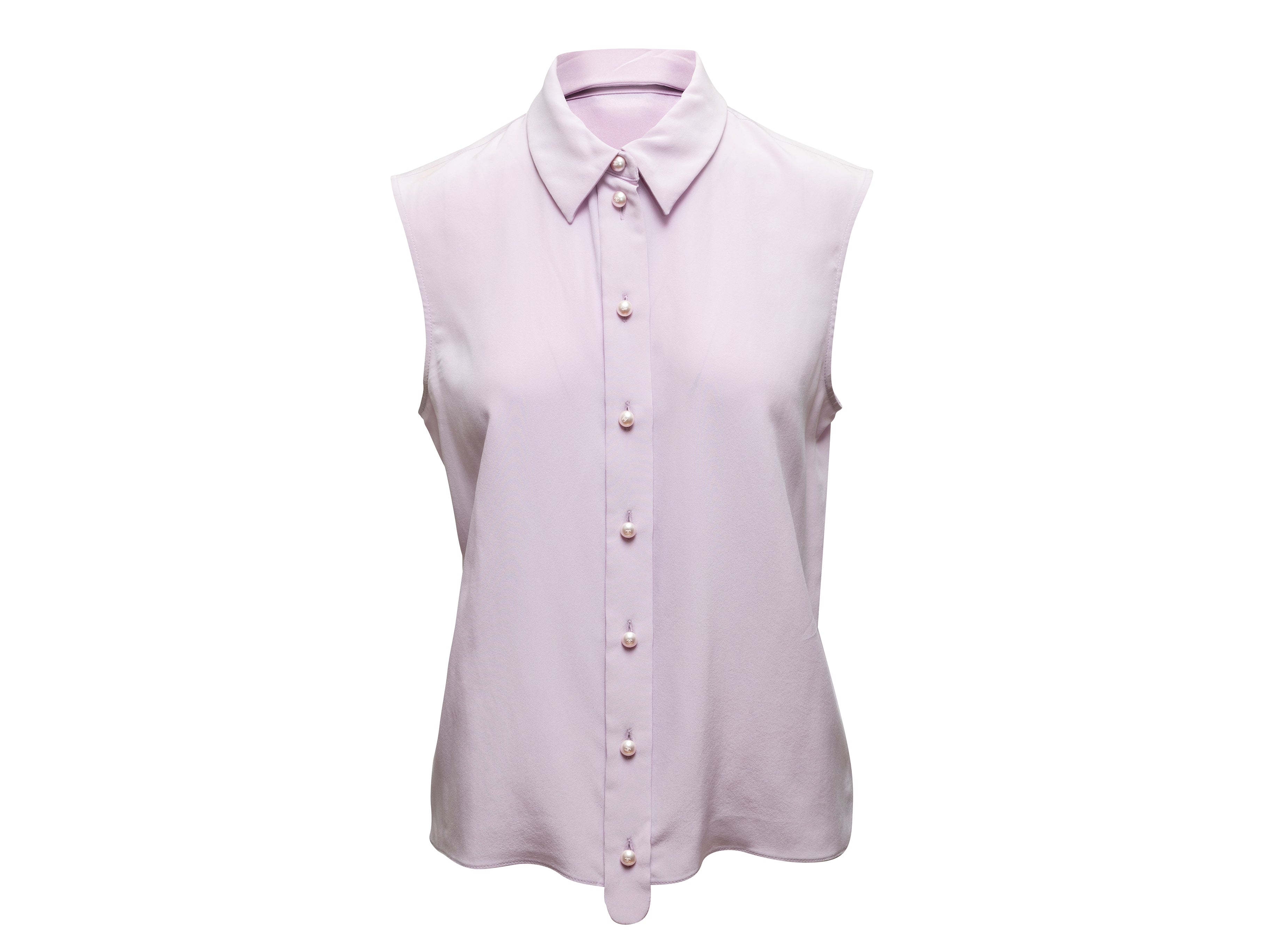 Lavender Chanel Sleeveless Button-Up Top – Designer Revival