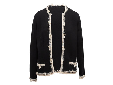 Chanel Cardigan Black White Gold  Michèles Chleiderstübli