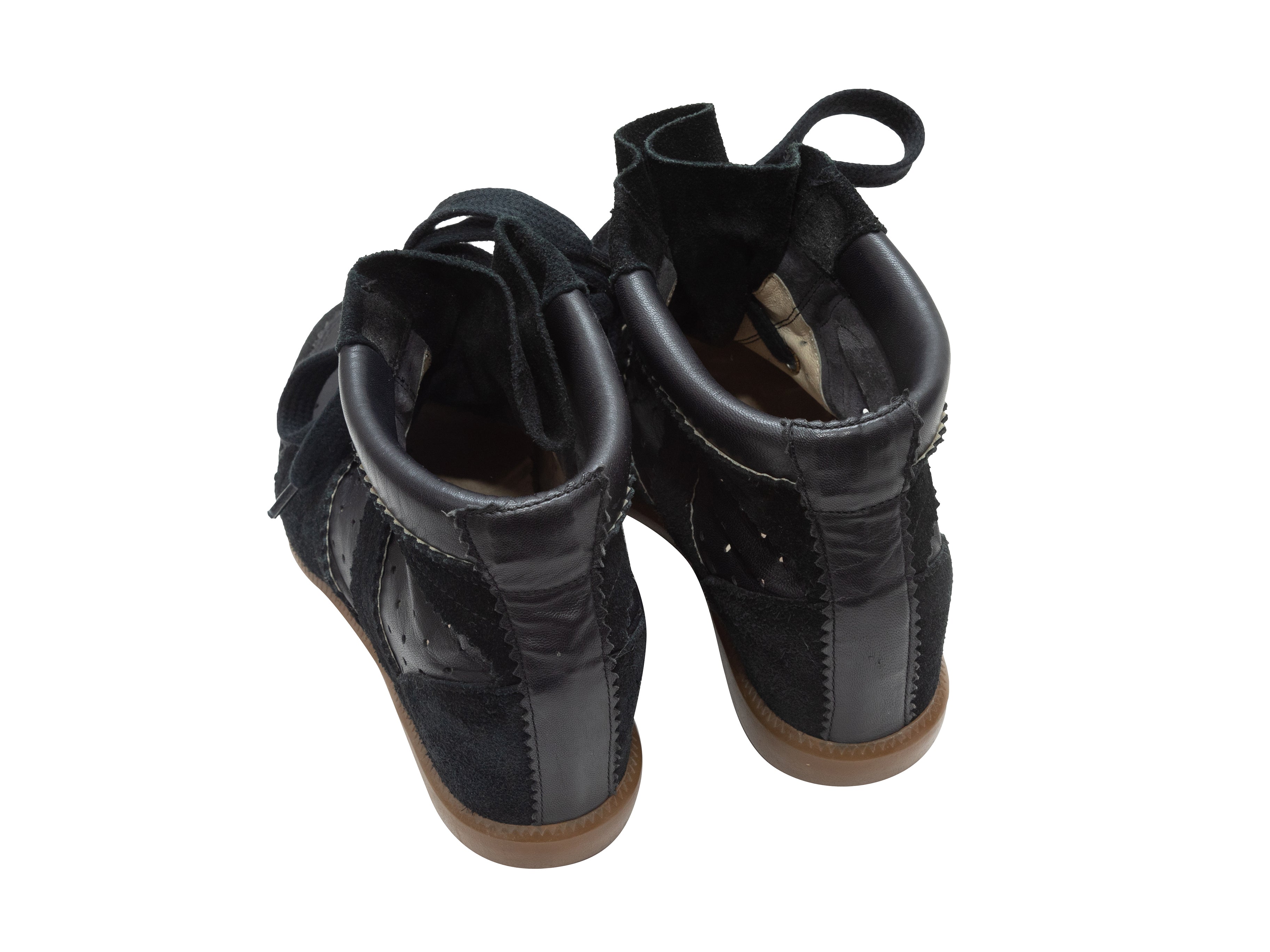 Black Suede & Leather Wedge Sneakers