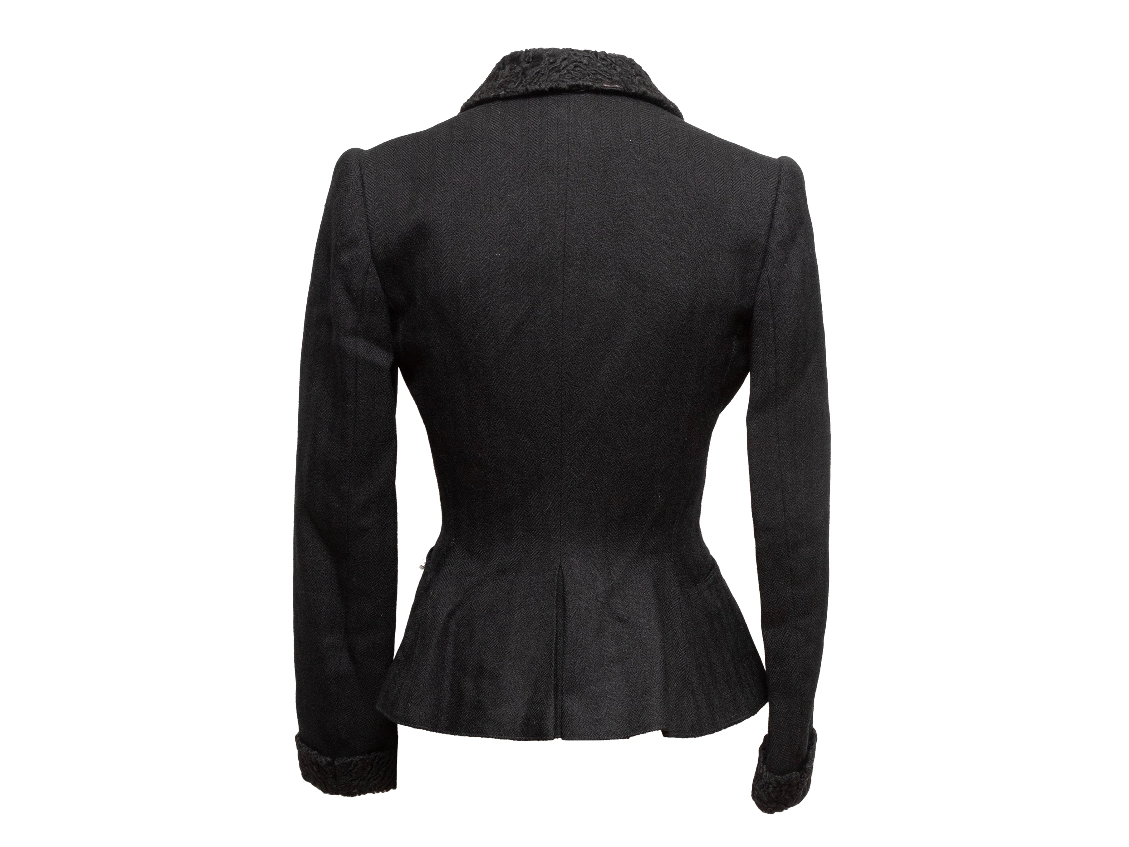 Black Persian Lamb-Trimmed Blazer