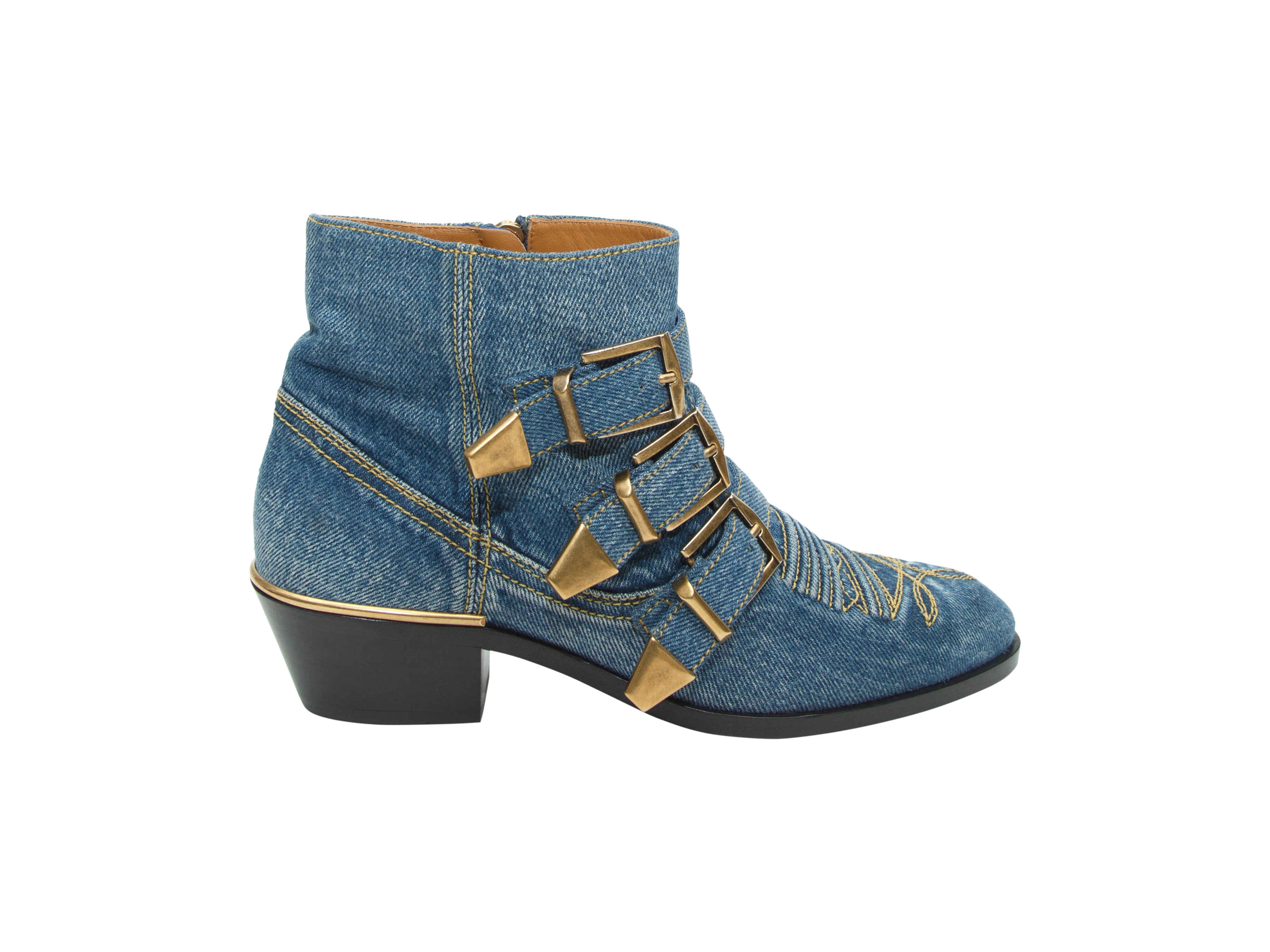 blue denim ankle boots