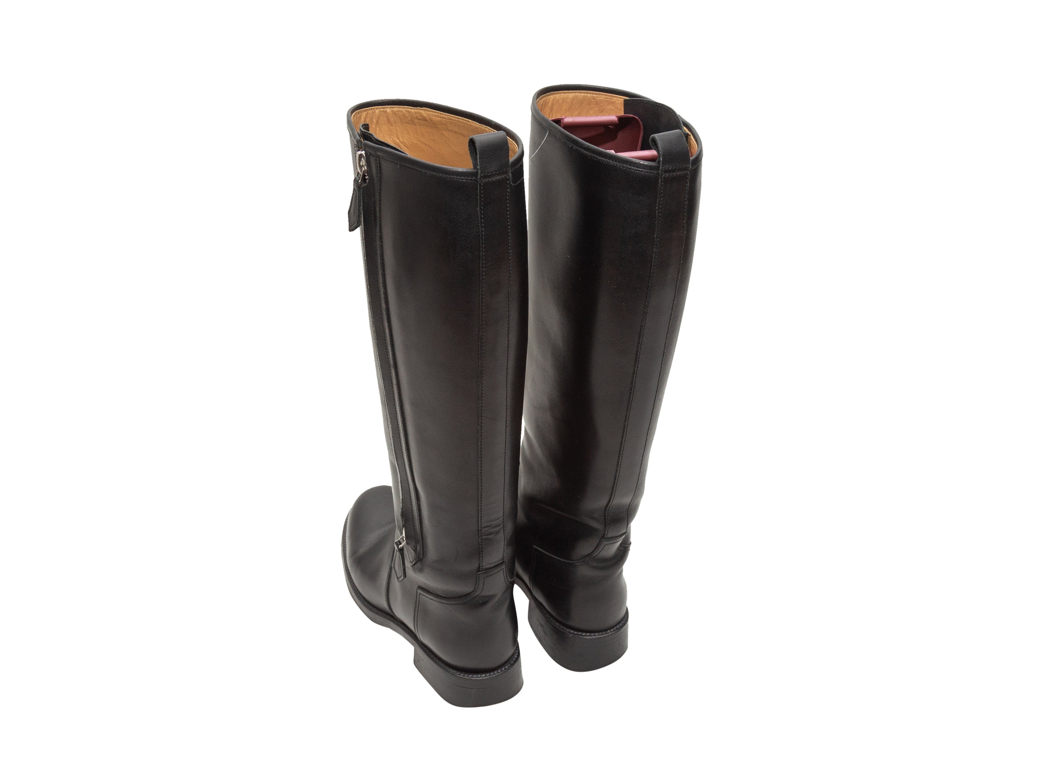 Black Leather Knee- Riding Boots