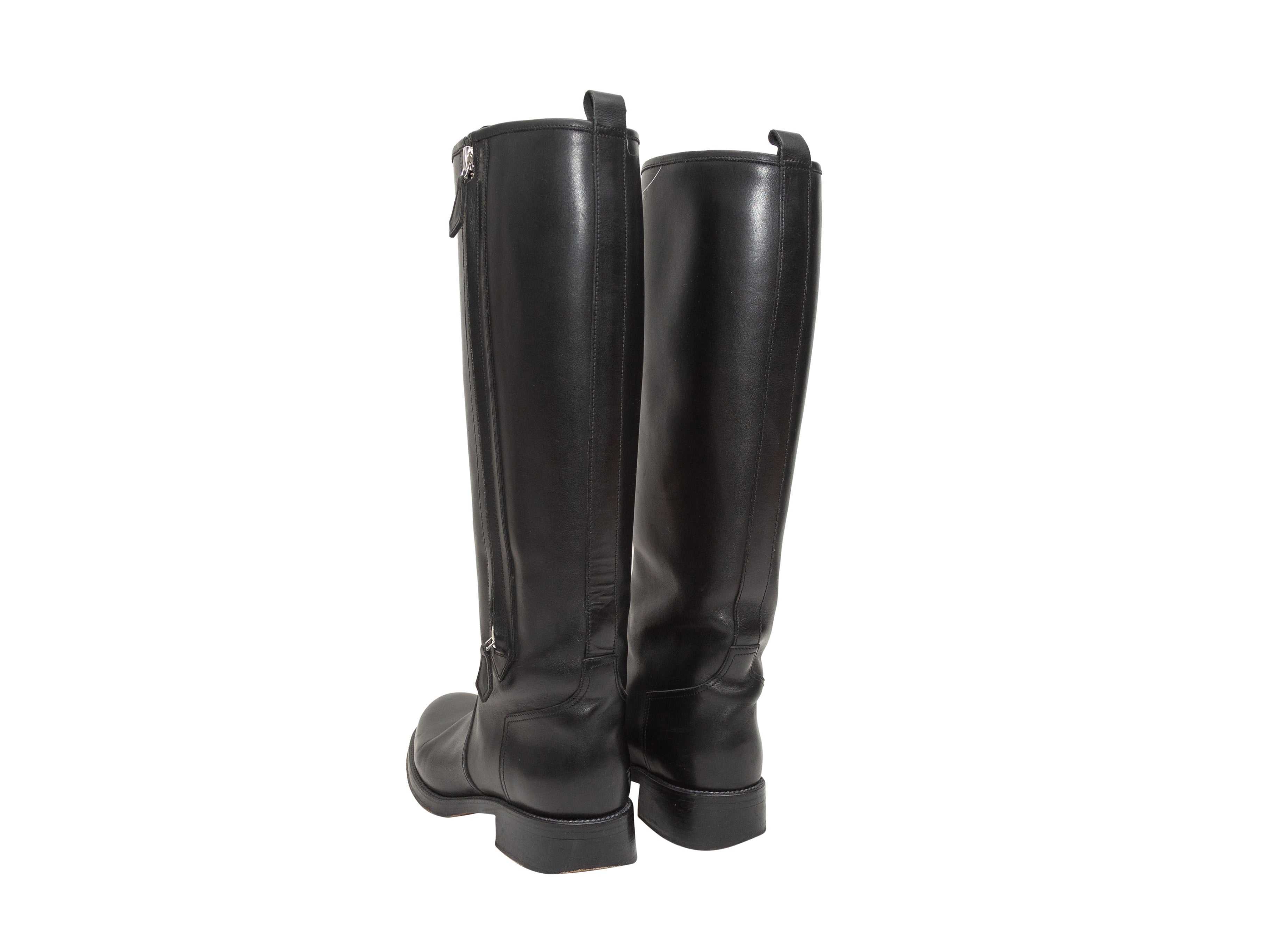 Black Leather Knee- Riding Boots