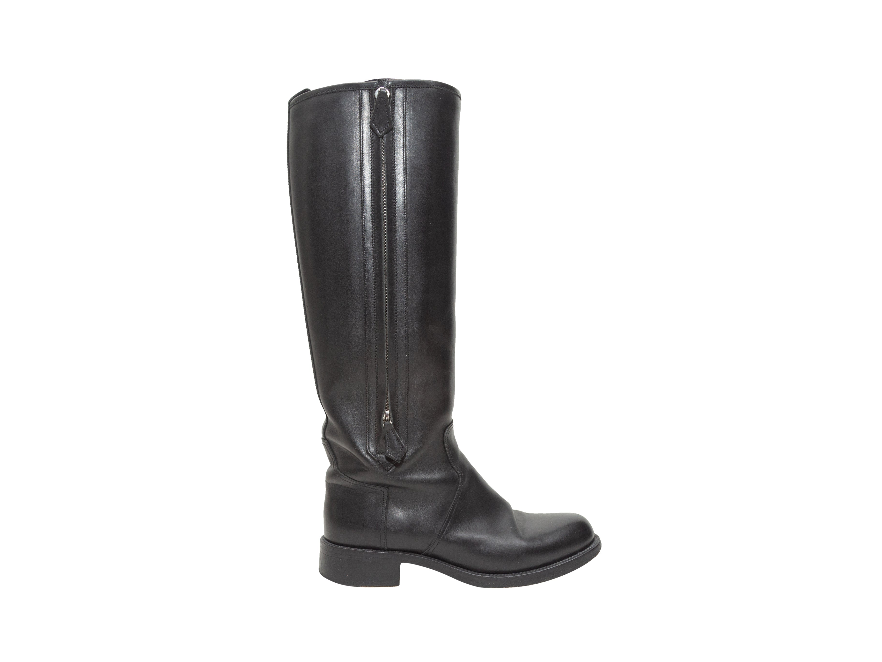 Black Leather Knee- Riding Boots