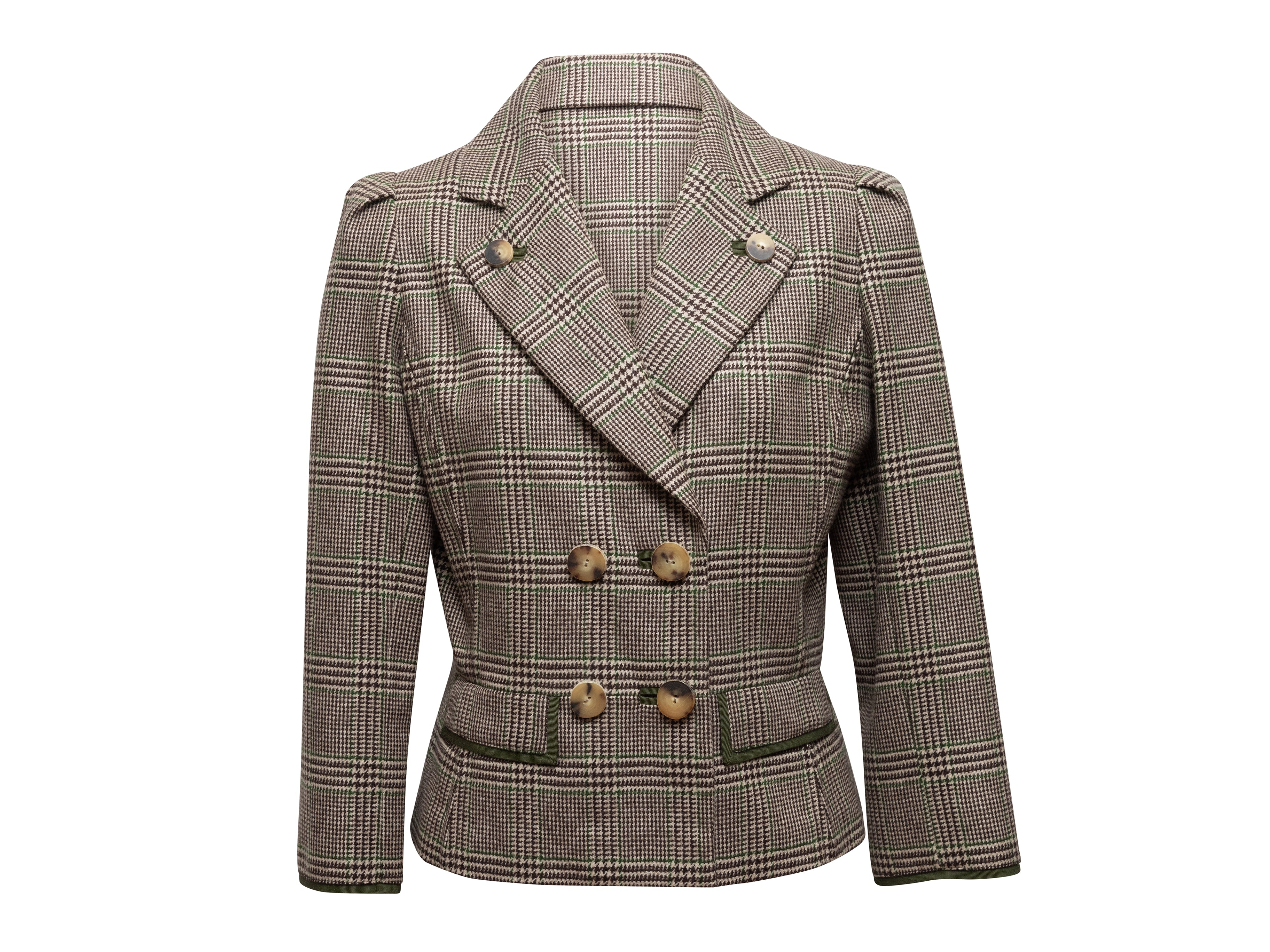 Brown & Multicolor Cashmere Glen Check Skirt Suit