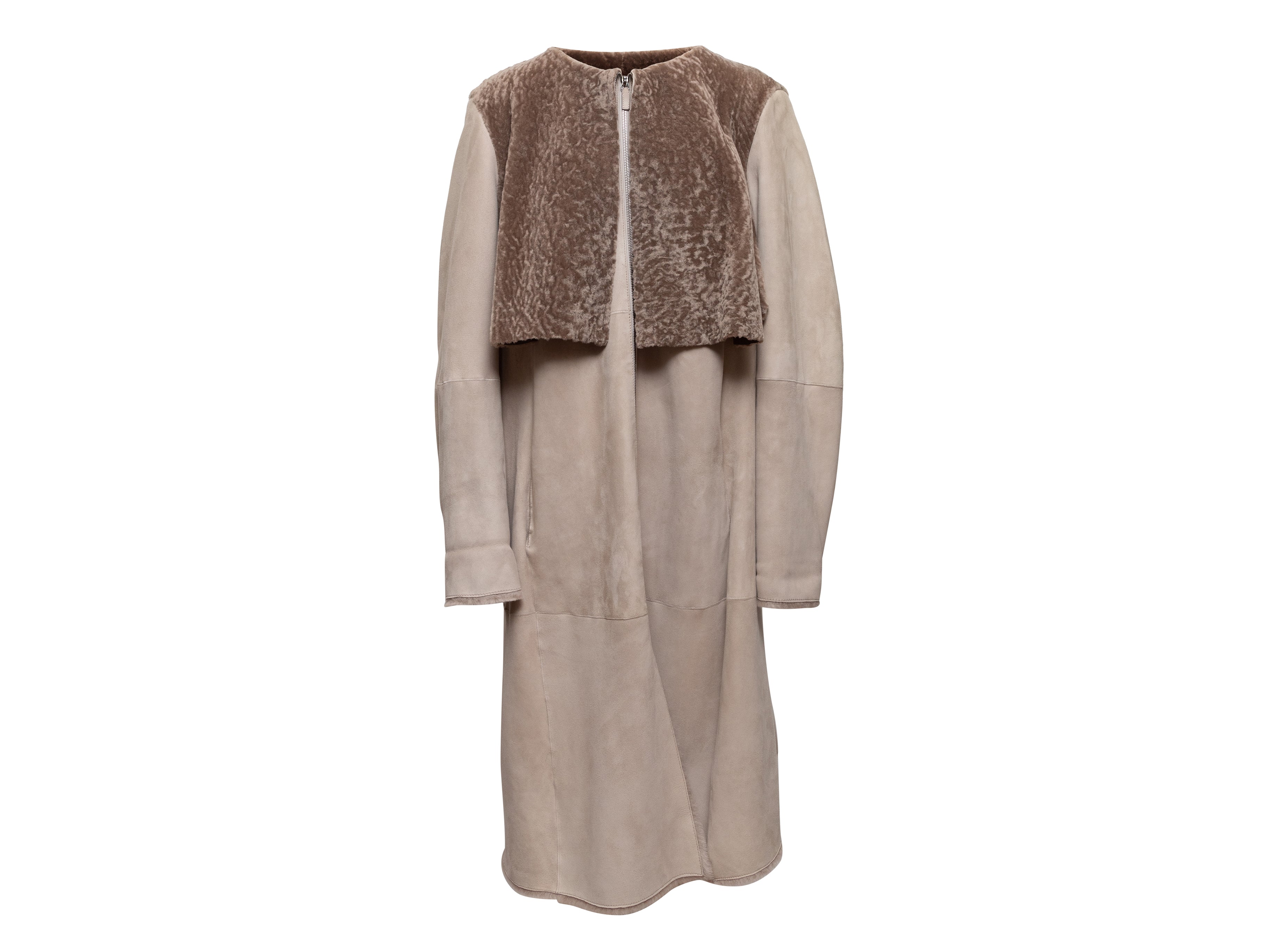 Taupe Armani Collezioni Shearling Coat – Designer Revival