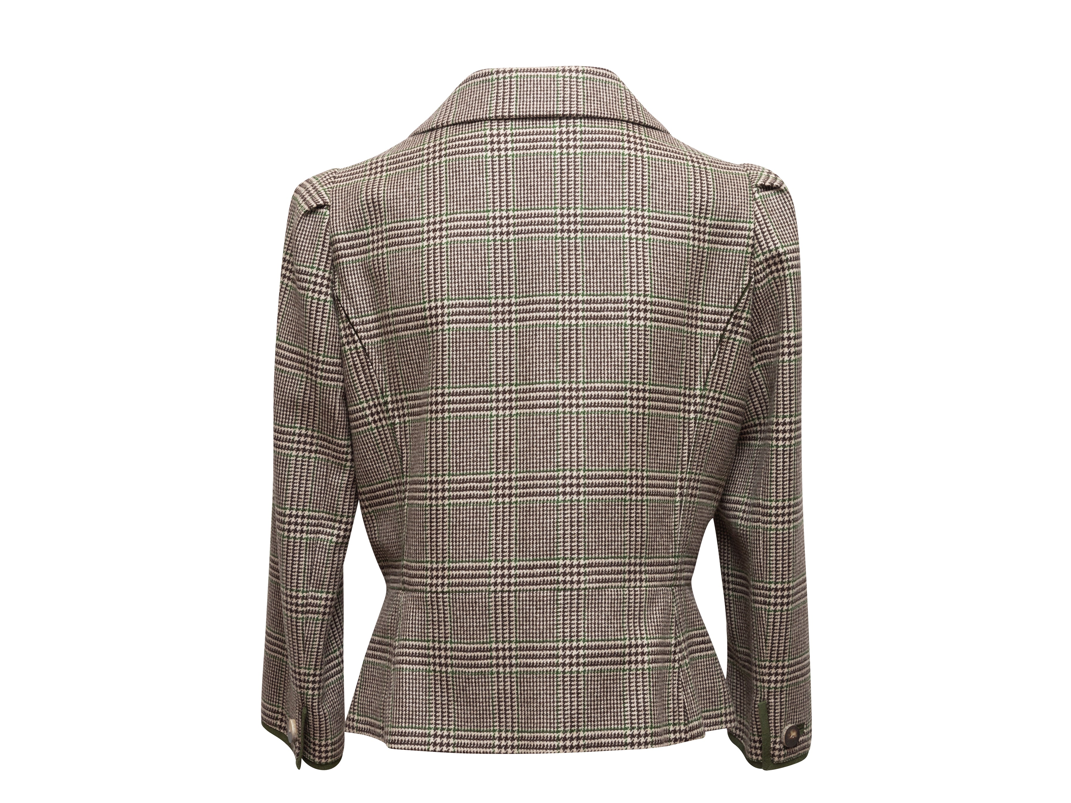 Brown & Multicolor Cashmere Glen Check Skirt Suit