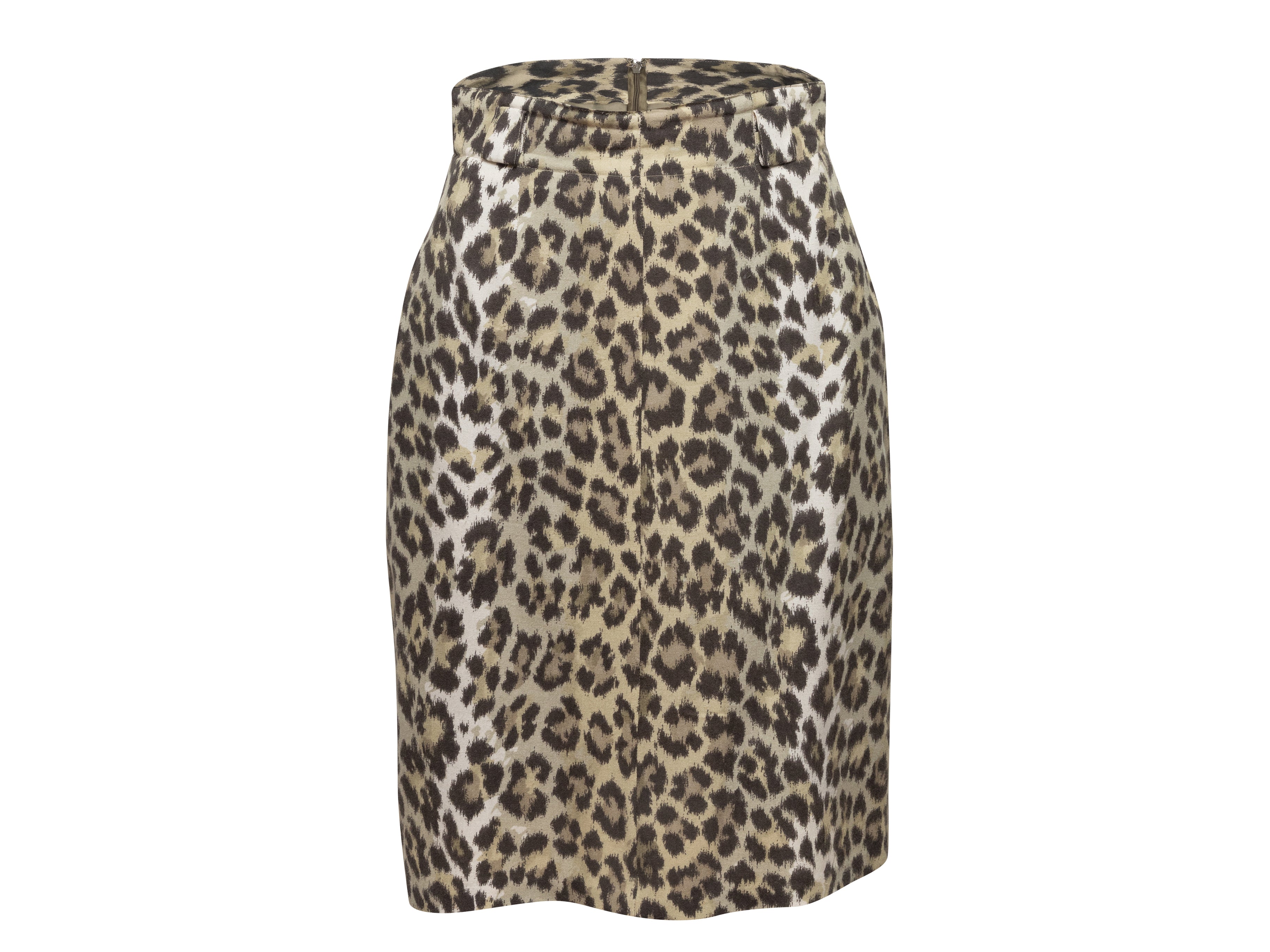 Tan & Black Leopard Print Skirt Suit