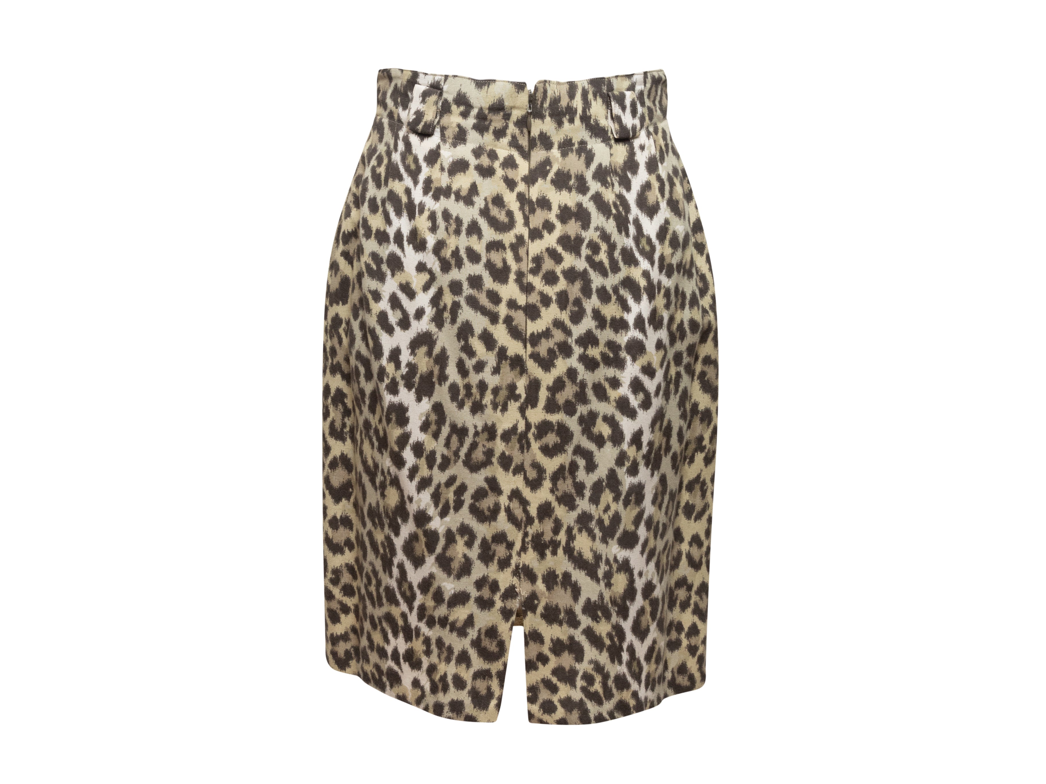 Tan & Black Leopard Print Skirt Suit