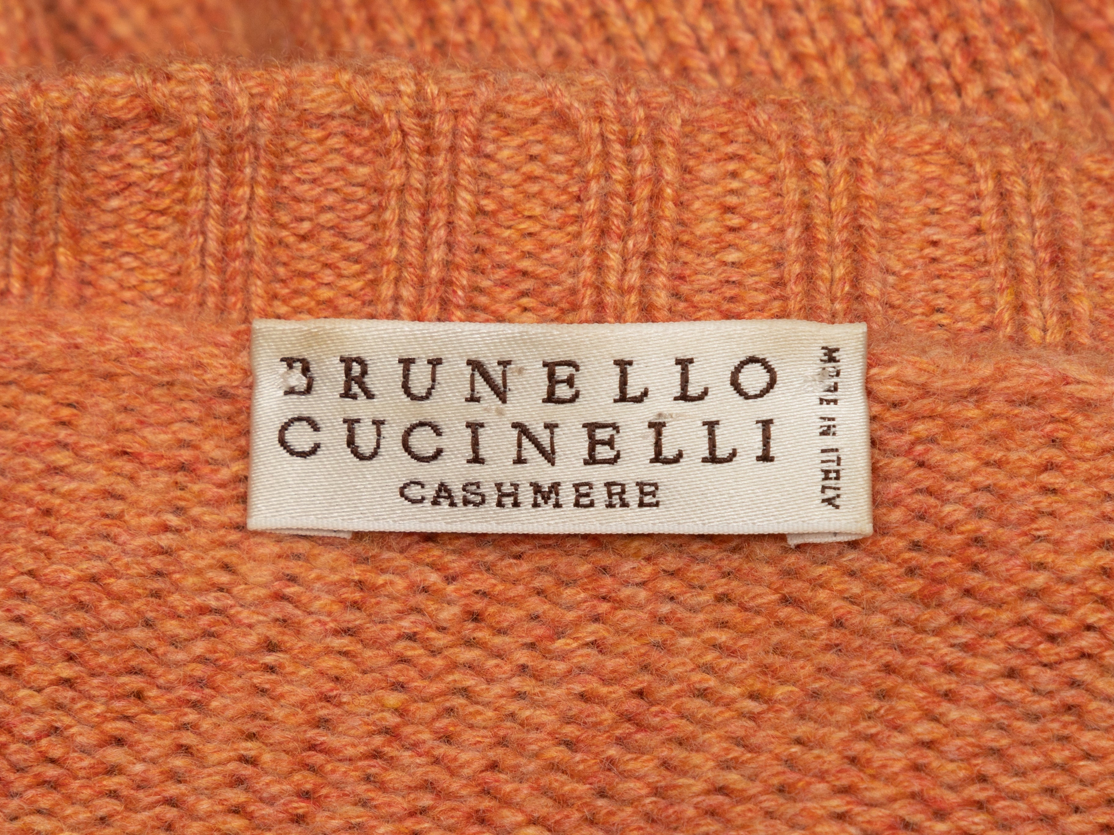 Orange Cashmere Elbow Patch Sweater