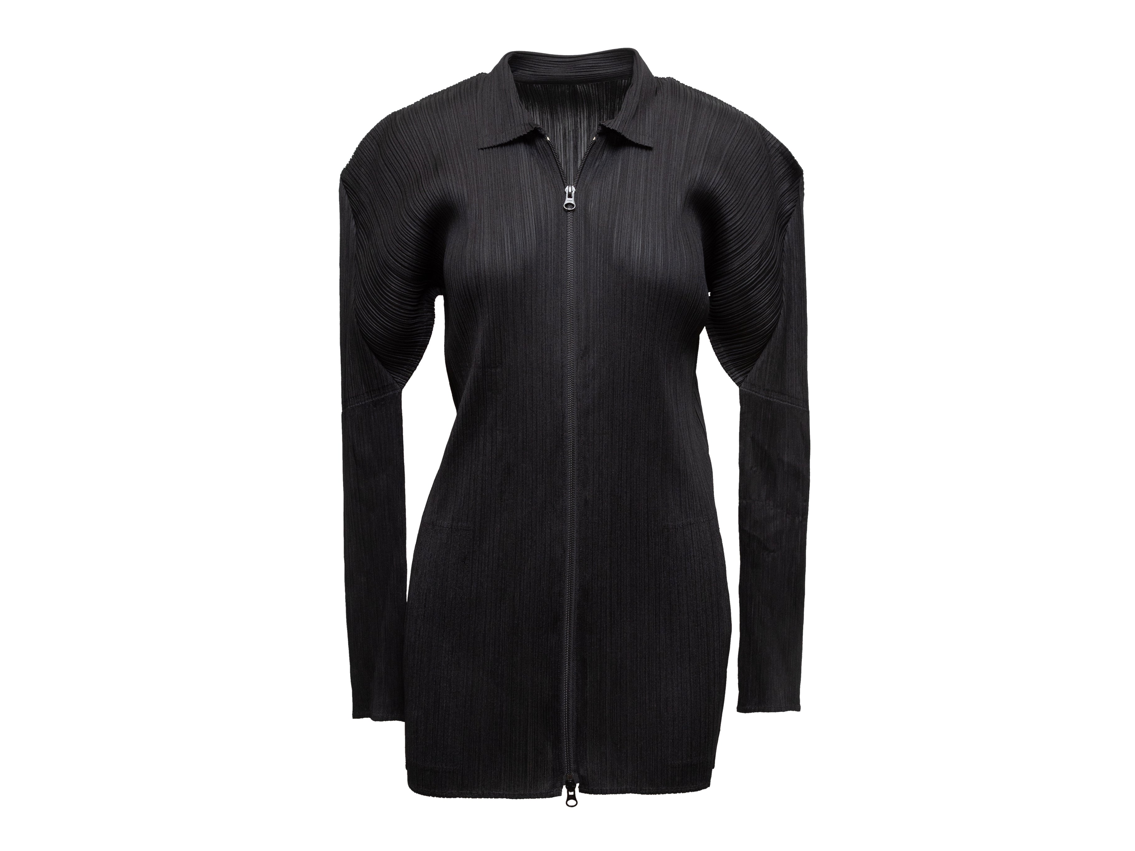 Black Pleats Please Issey Miyake Long Sleeve Zip Top – RvceShops