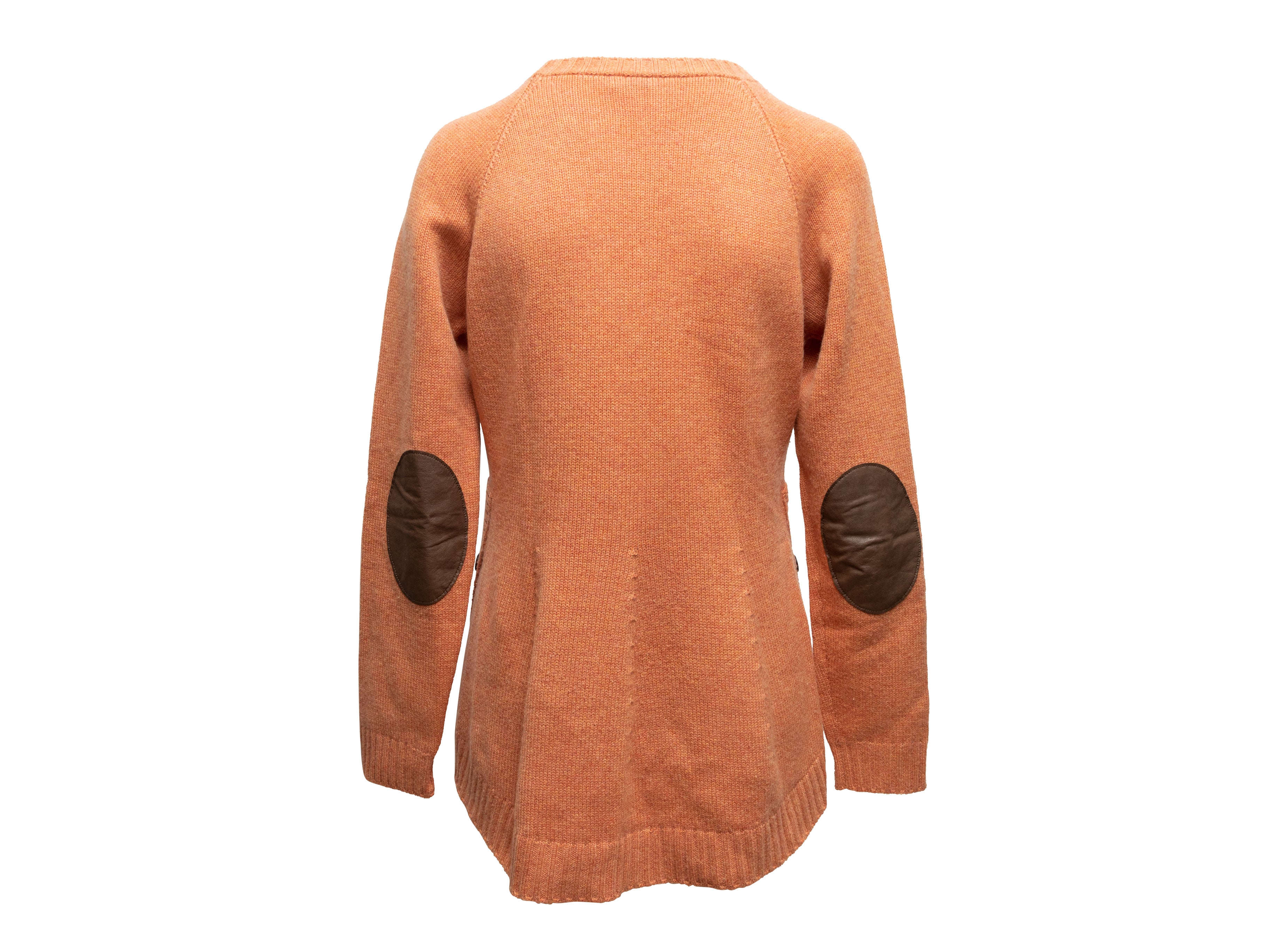 Orange Cashmere Elbow Patch Sweater