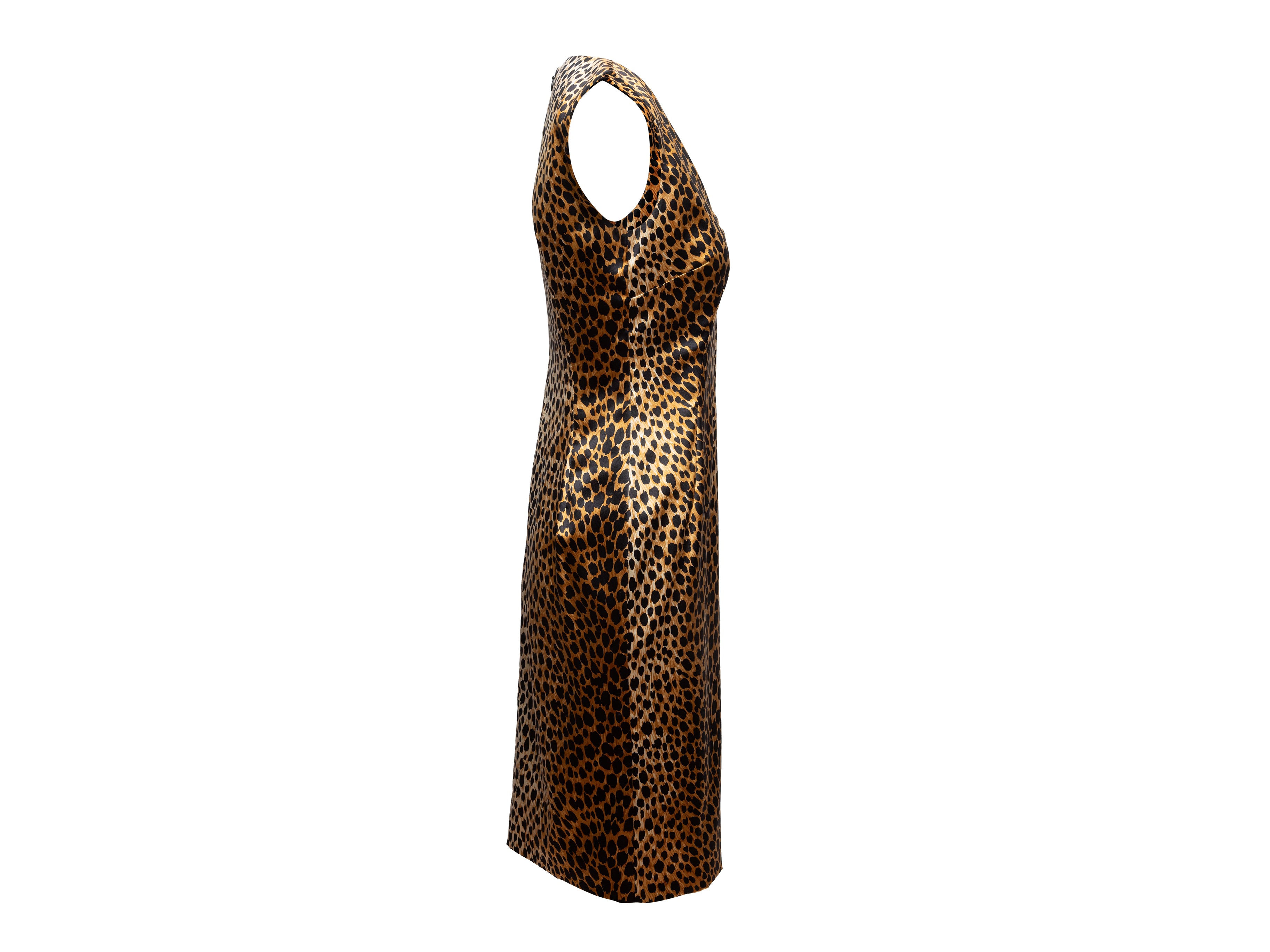 Tan & Black Silk Cheetah Print Dress