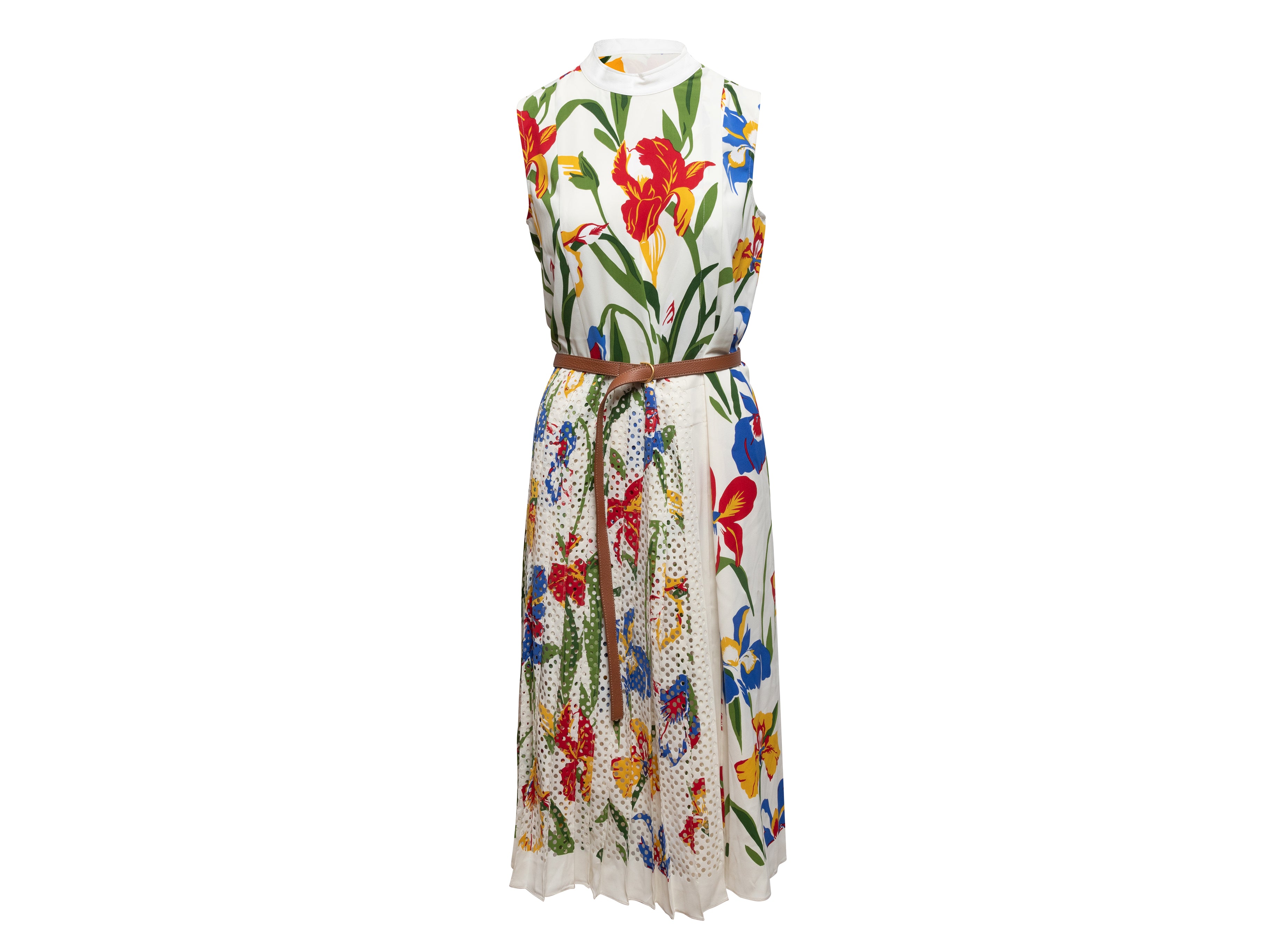 White & Multicolor Tory Burch Sleeveless Floral Print Dress – Designer  Revival