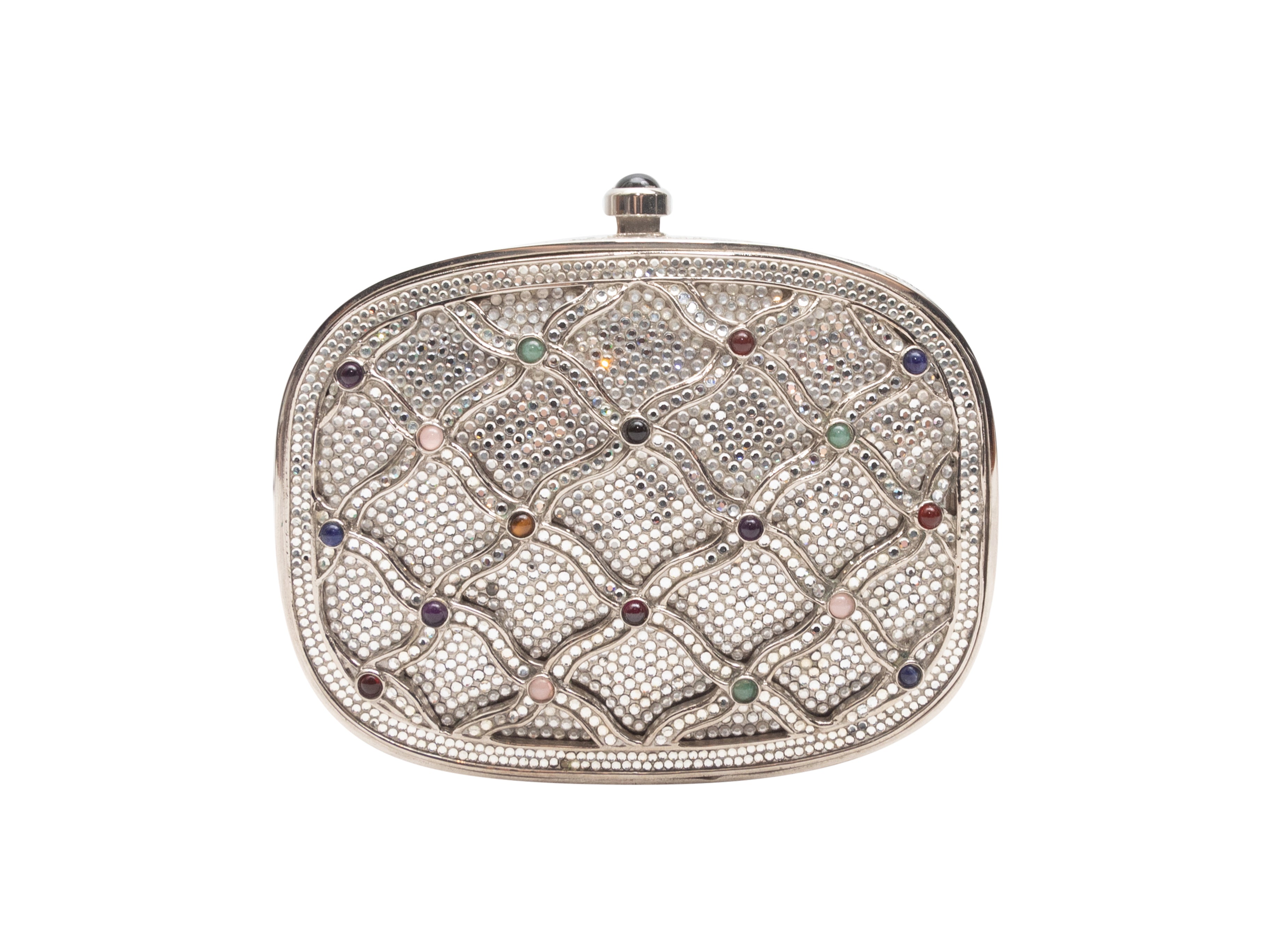 Judith Leiber Box Push Lock Crystal Clutch Cross Body Bag