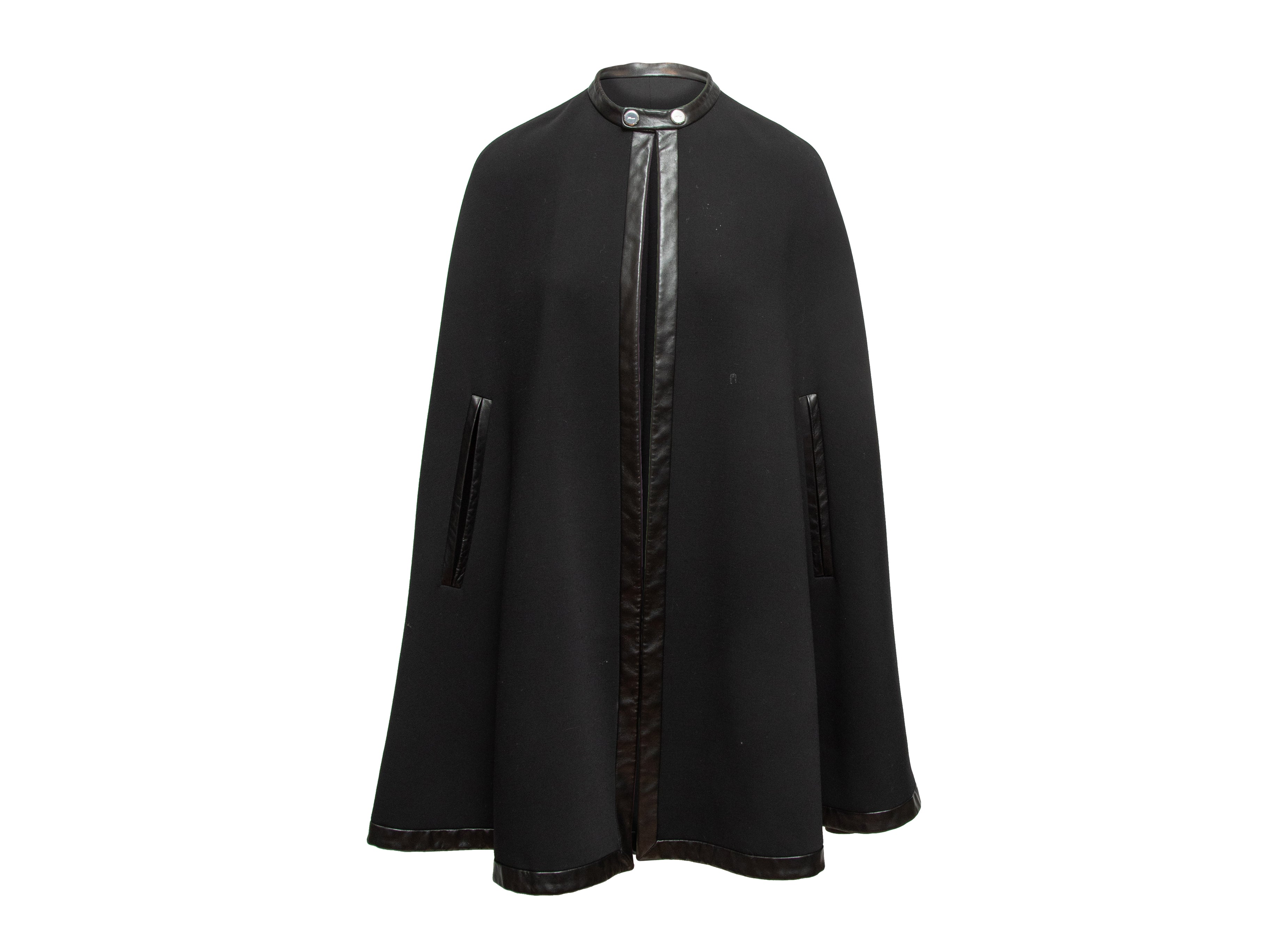 Black Ralph Lauren Black Label Wool Leather-Trimmed Cape – Designer Revival