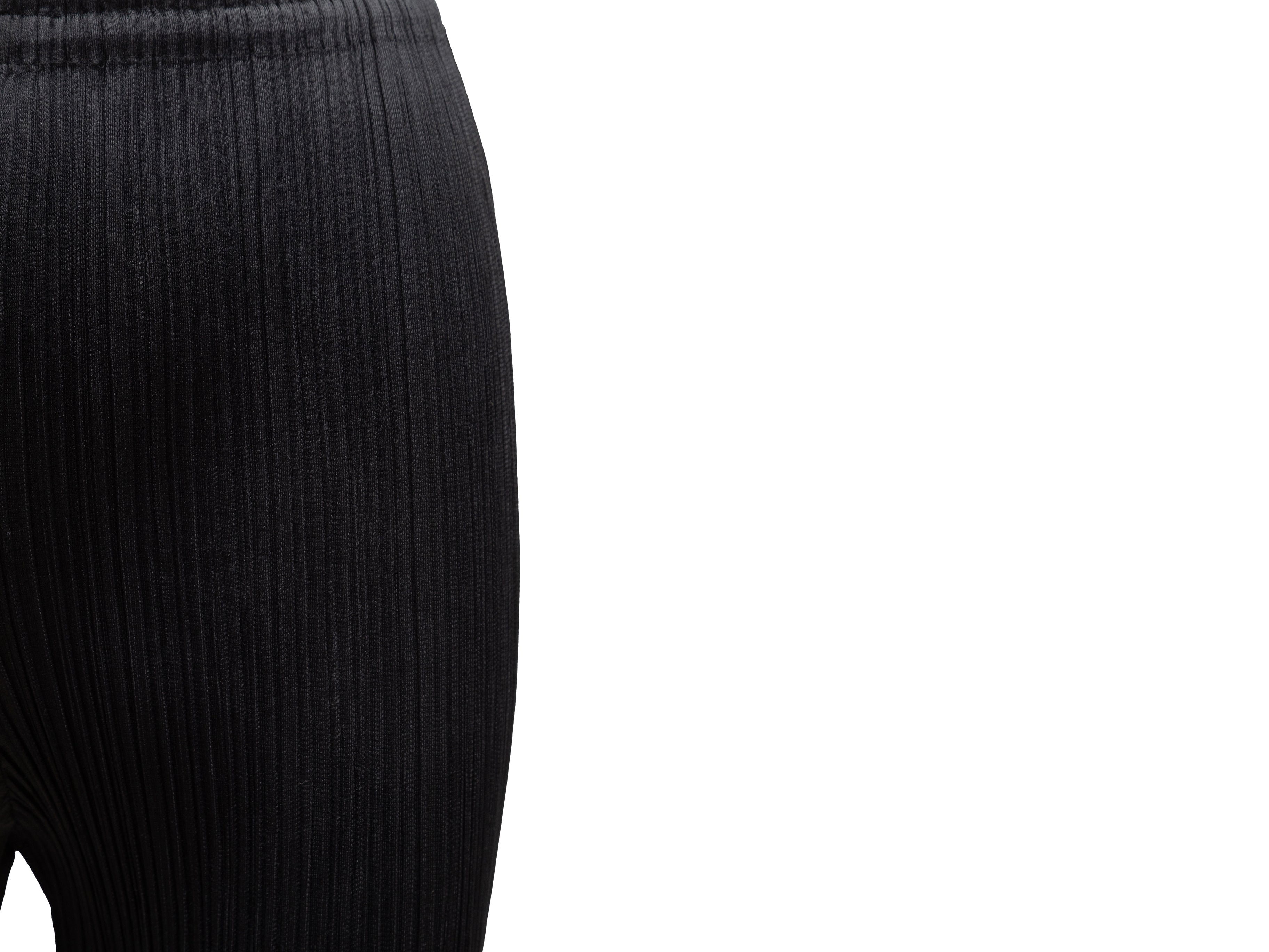 Black Plisse Straight-Leg Pants