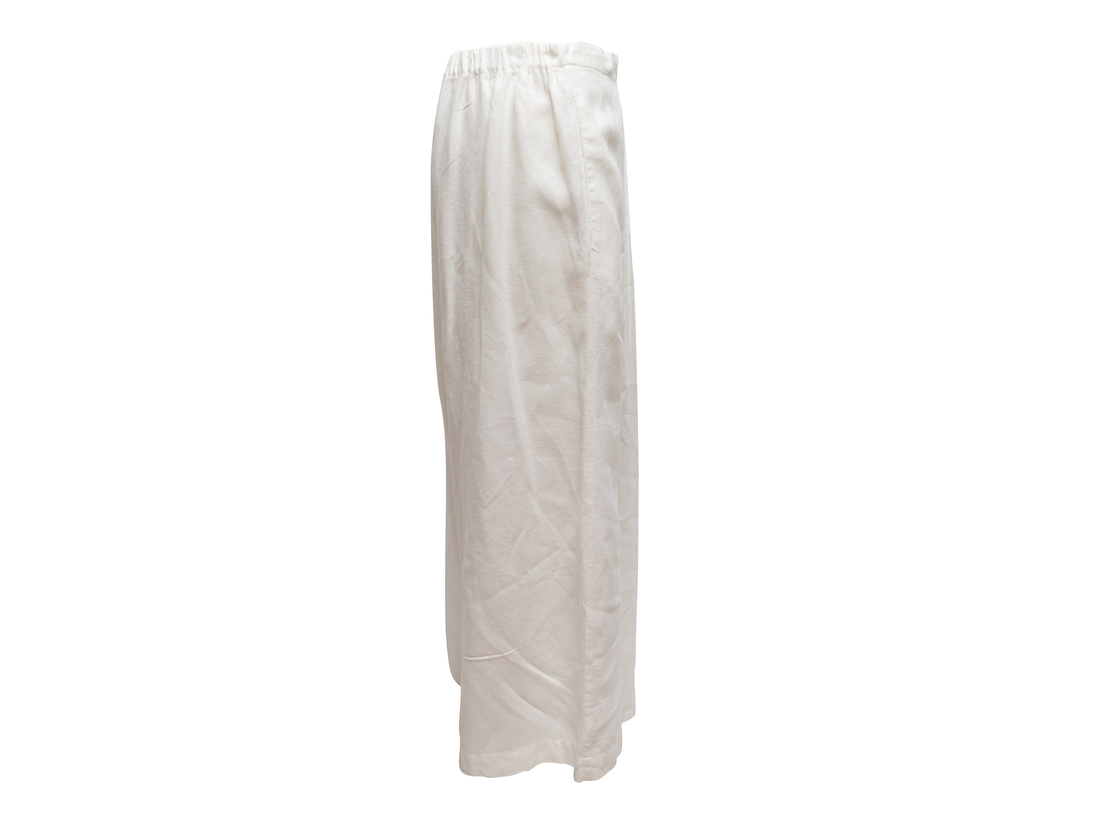 White Wide-Leg Linen Pants