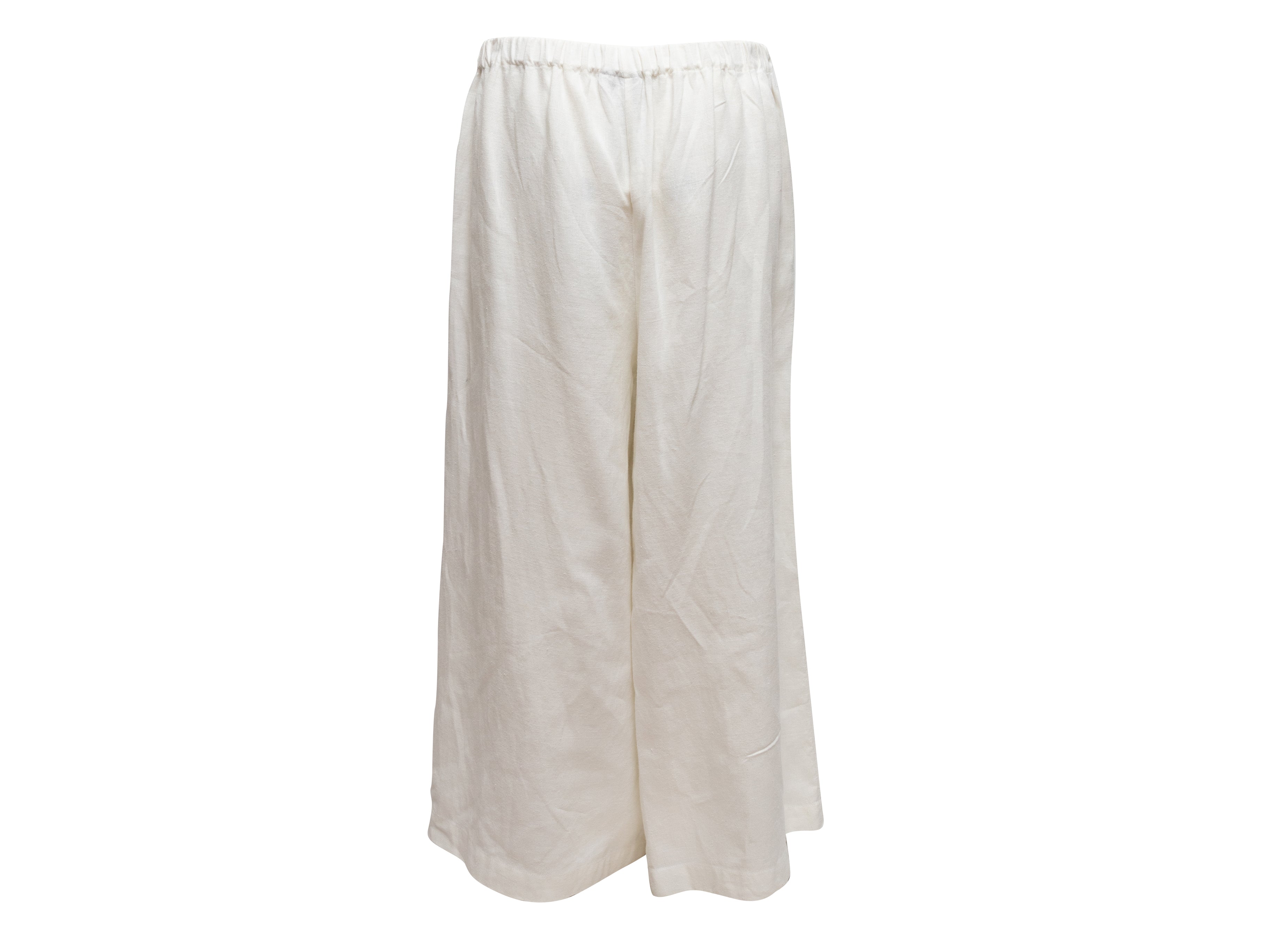 White Wide-Leg Linen Pants