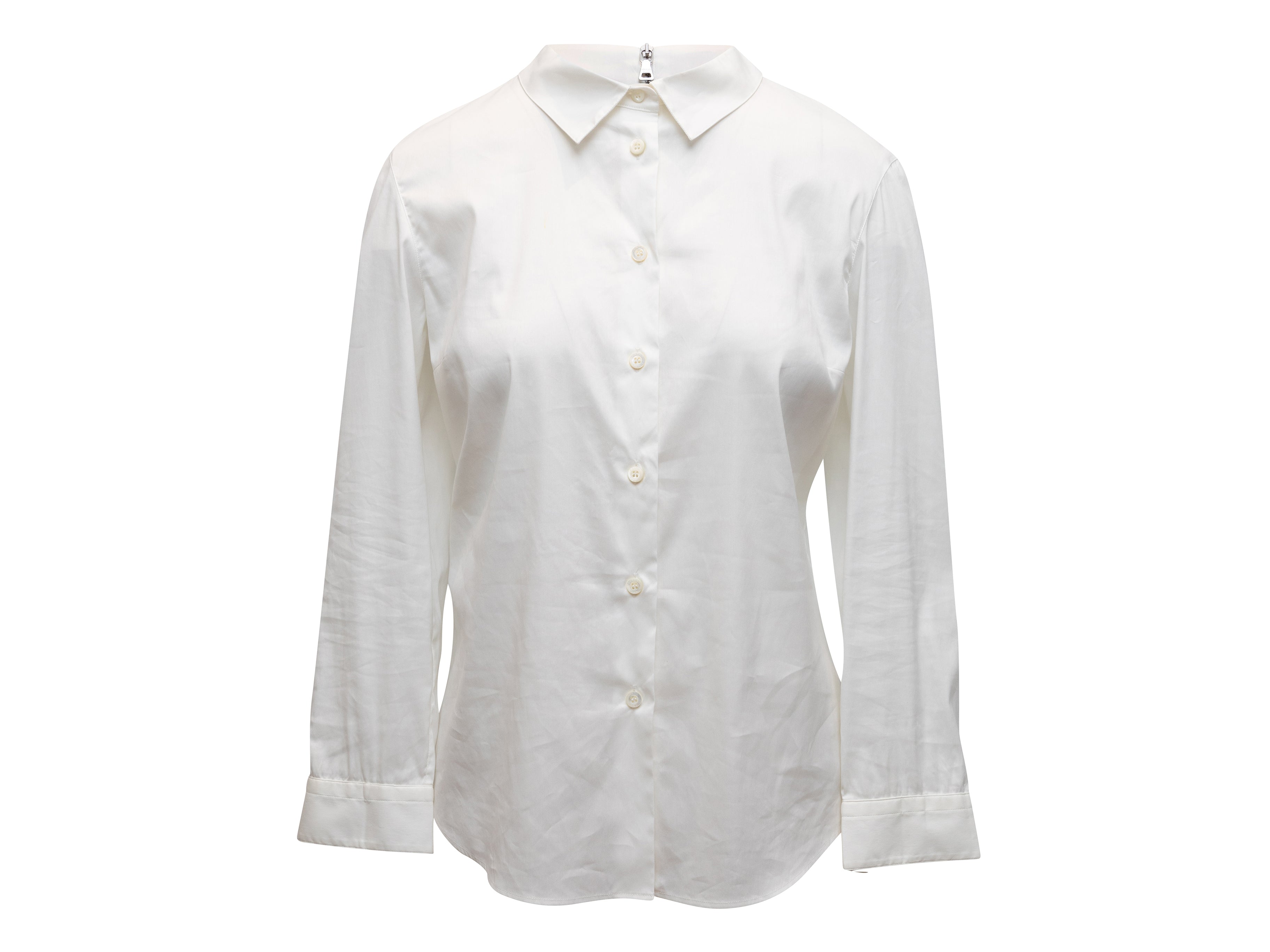 White Prada Long Sleeve Button - prada small bag - Up Top –  MavieenmieuxShops Revival