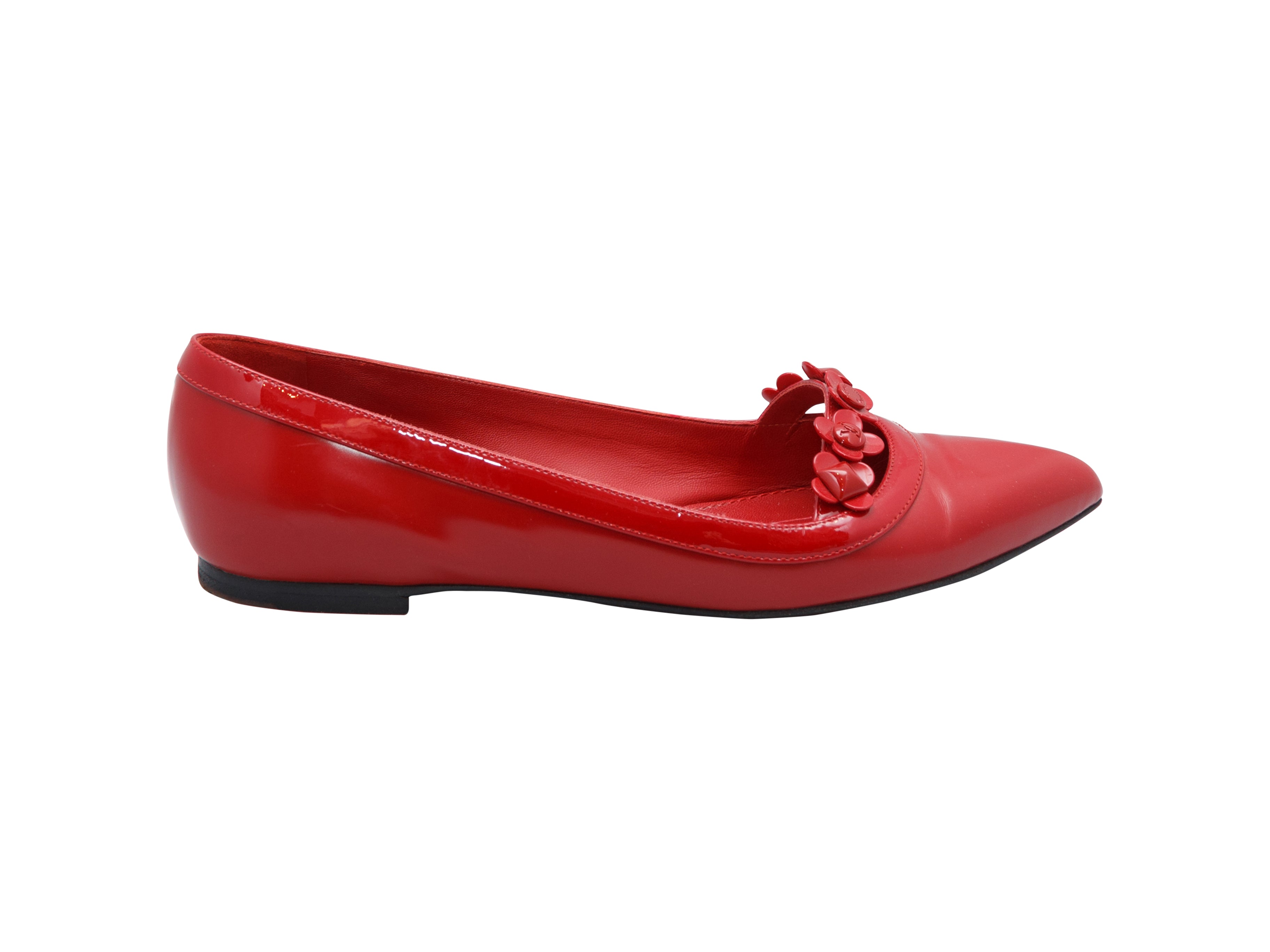 red pointed ballet flats