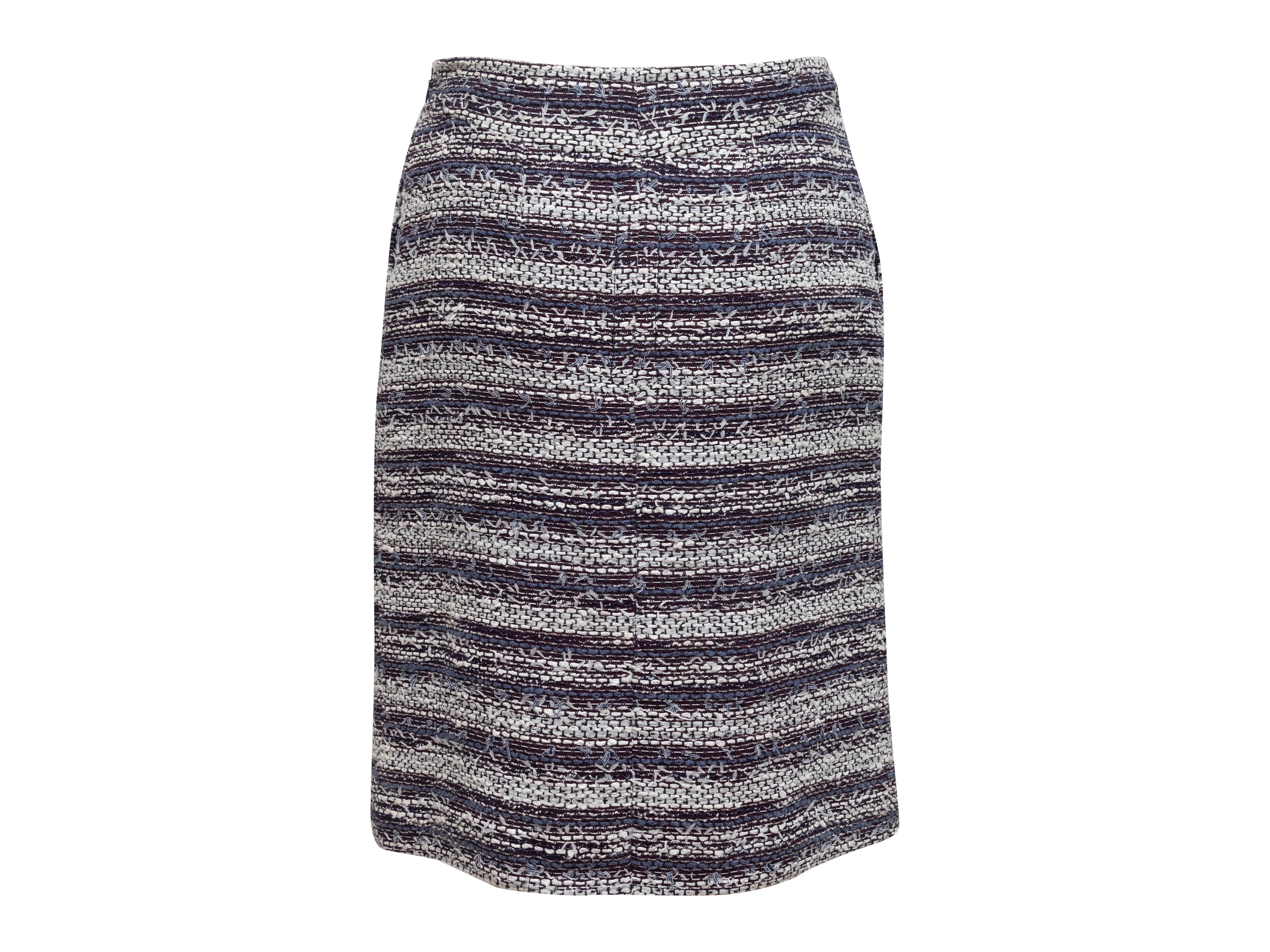 Light Blue & Multicolor Tweed Skirt